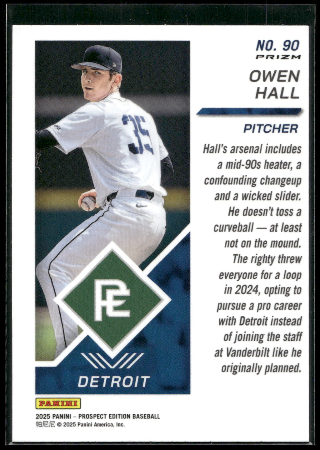 2025 Panini Prospect Edition #90 Owen Hall Holo Prospect Ticket - Red Ice