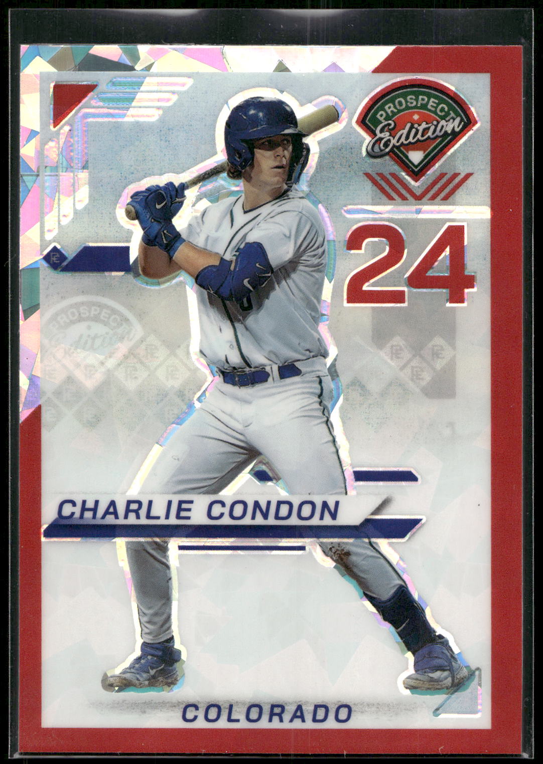 2025 Panini Prospect Edition #153 Charlie Condon Holo Prospect Ticket - Red Ice