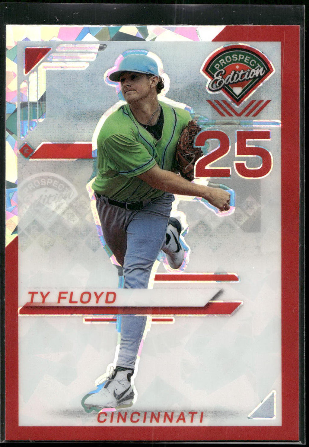 2025 Panini Prospect Edition #111 Ty Floyd Holo Prospect Ticket - Red Ice