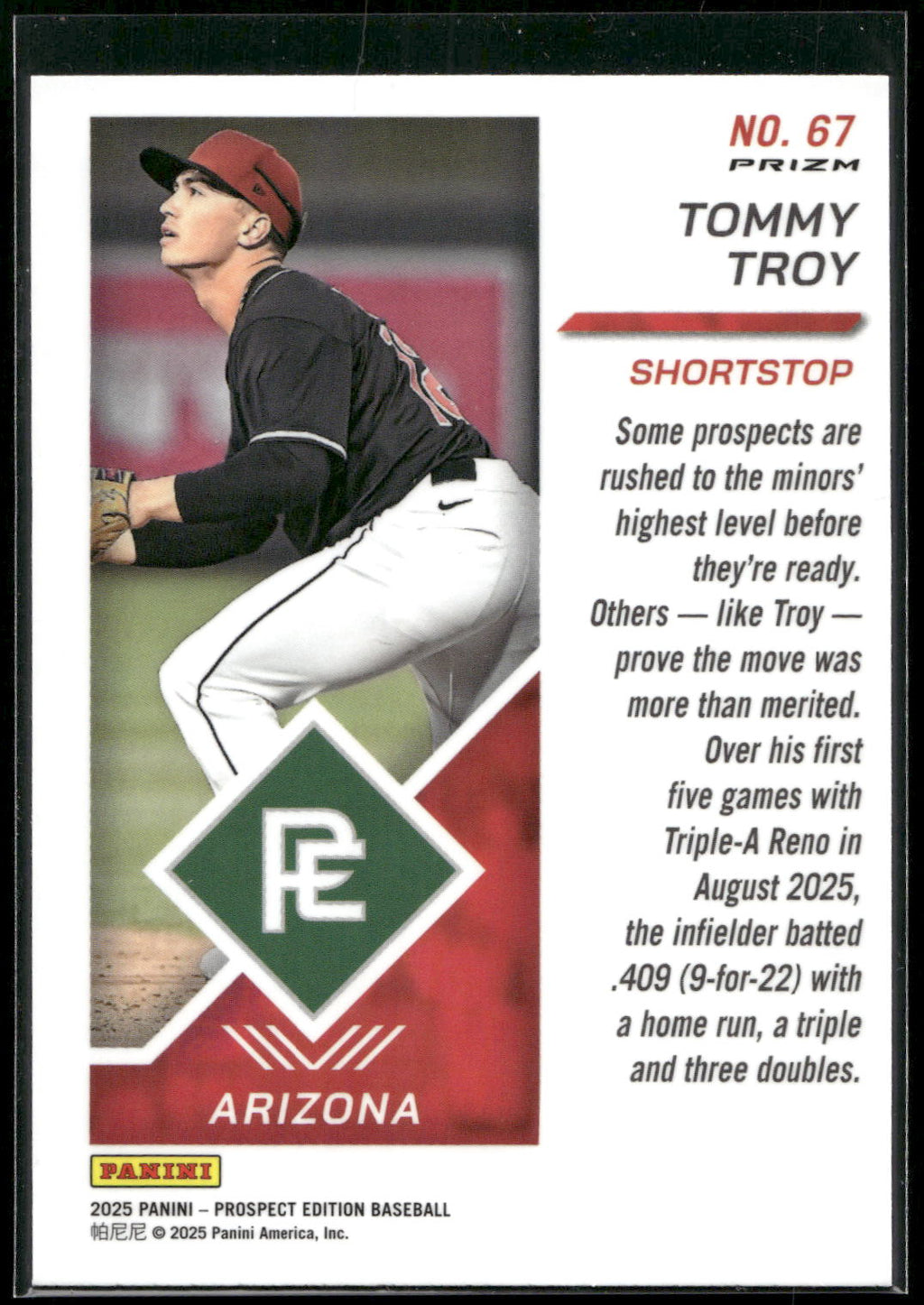 2025 Panini Prospect Edition #67 Tommy Troy Holo Prospect Ticket - Red Ice