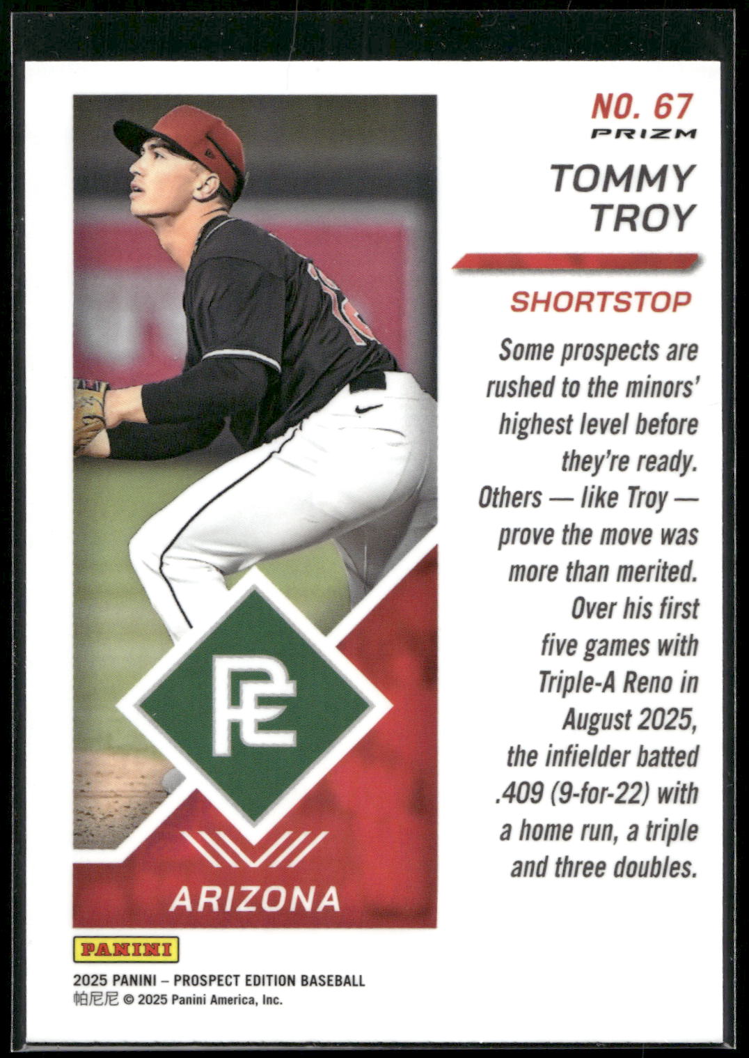2025 Panini Prospect Edition #67 Tommy Troy Holo Prospect Ticket - Red Ice