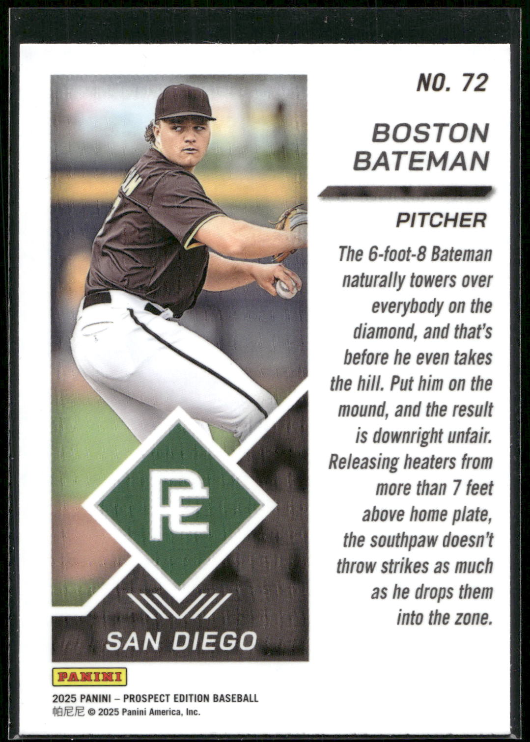 2025 Panini Prospect Edition #72 Boston Bateman