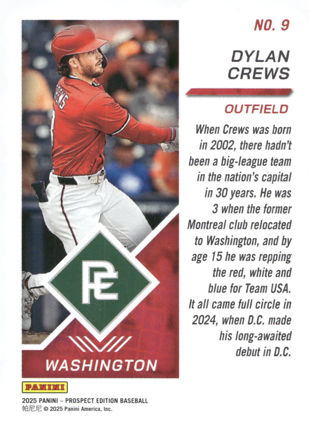 2025 Panini Prospect Edition #9 Dylan Crews