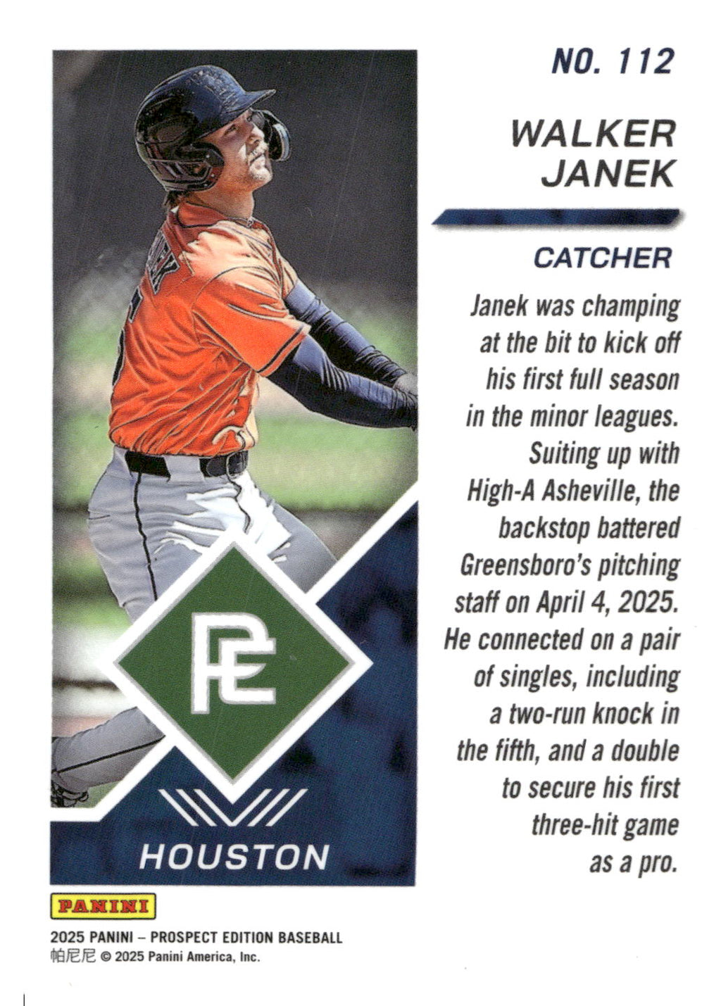 2025 Panini Prospect Edition #112 Walker Janek