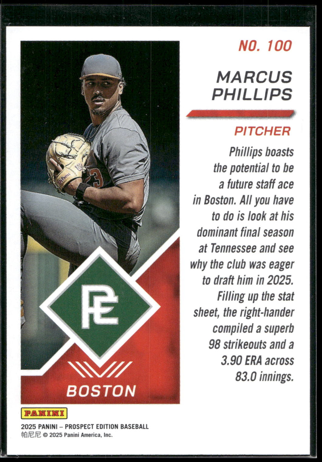 2025 Panini Prospect Edition #100 Marcus Phillips Bronze #/199