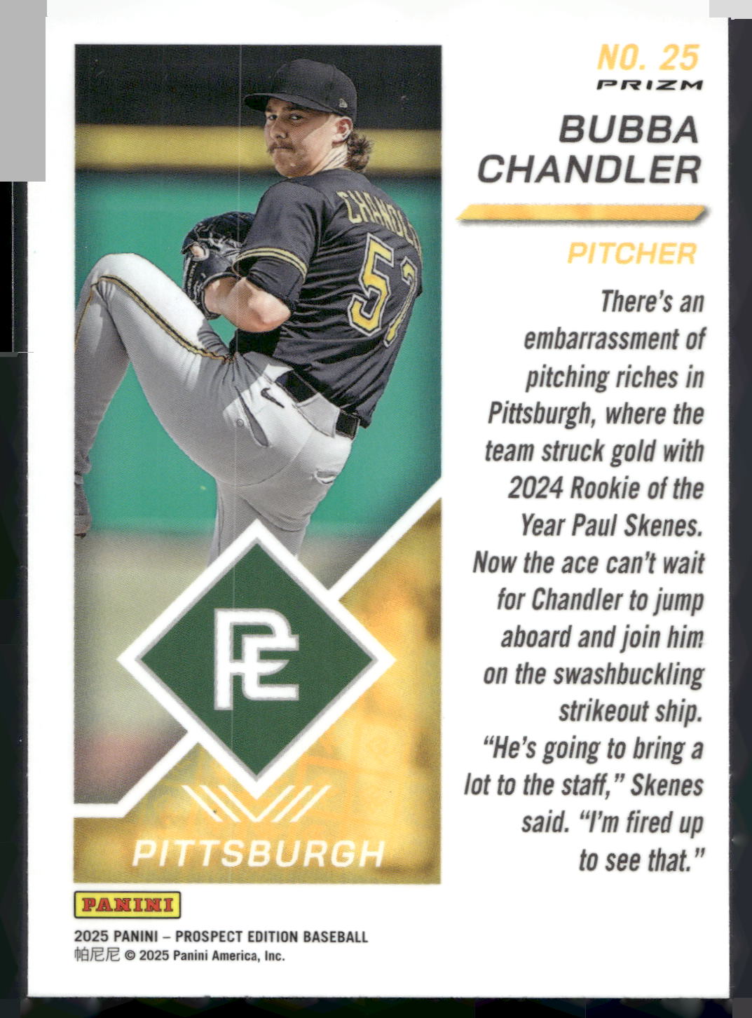 2025 Panini Prospect Edition #25 Bubba Chandler Holo Prospect Ticket - Red Ice