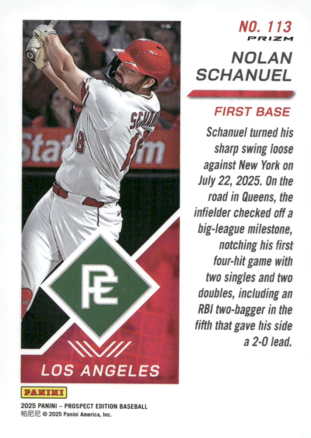 2025 Panini Prospect Edition #113 Nolan Schanuel Holo Prospect Ticket - Red Ice
