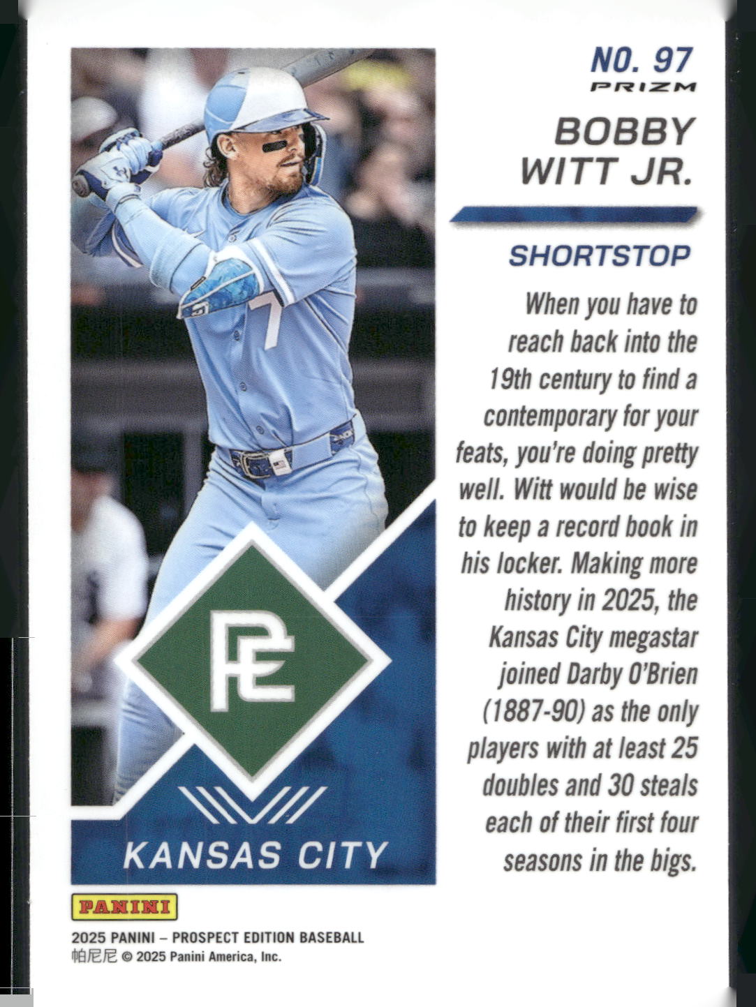 2025 Panini Prospect Edition #97 Bobby Witt Jr. Holo Prospect Ticket - Red Ice