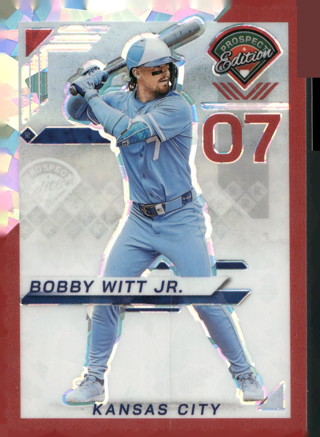 2025 Panini Prospect Edition #97 Bobby Witt Jr. Holo Prospect Ticket - Red Ice