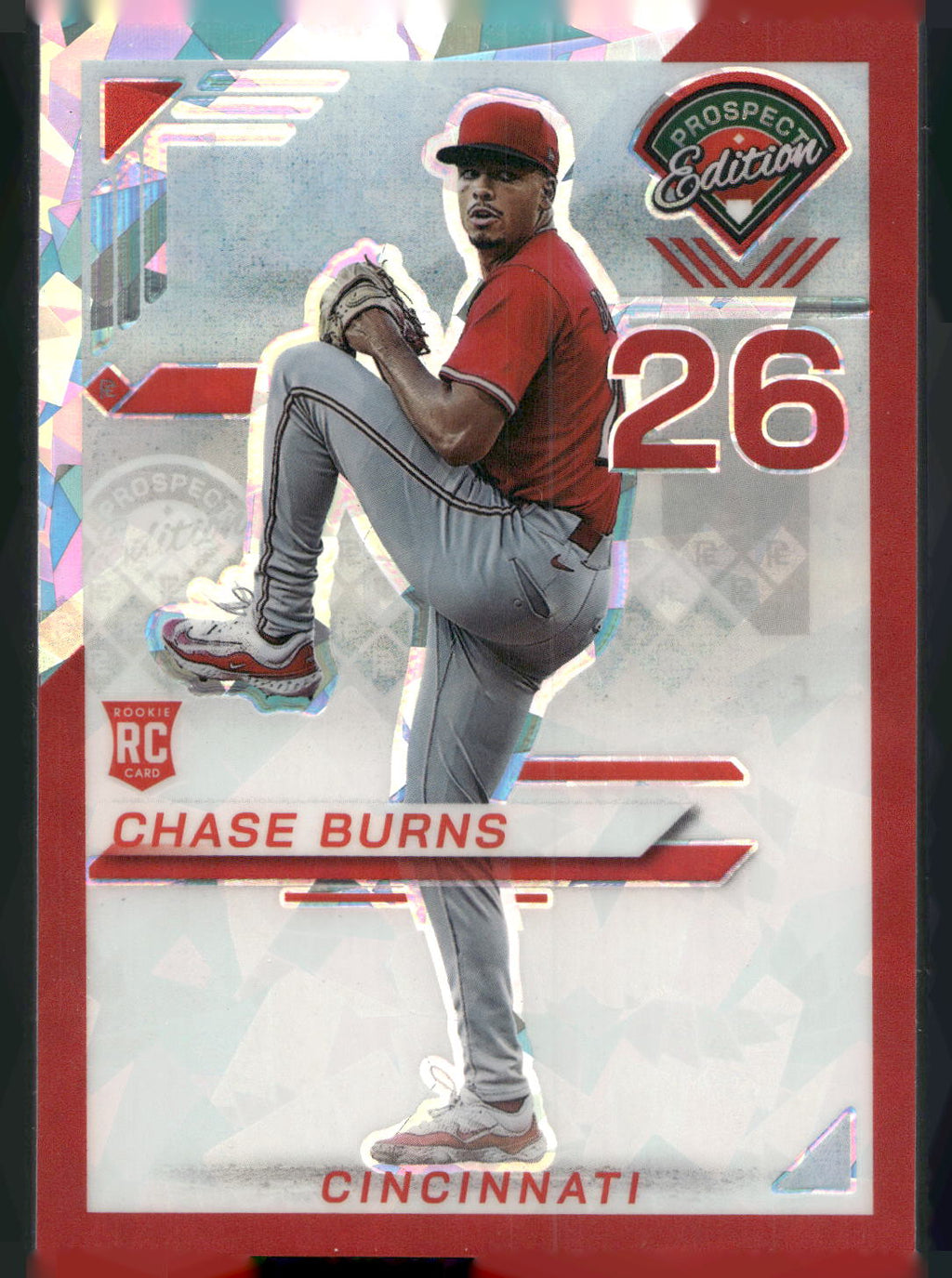 2025 Panini Prospect Edition #170 Chase Burns Holo Prospect Ticket - Red Ice