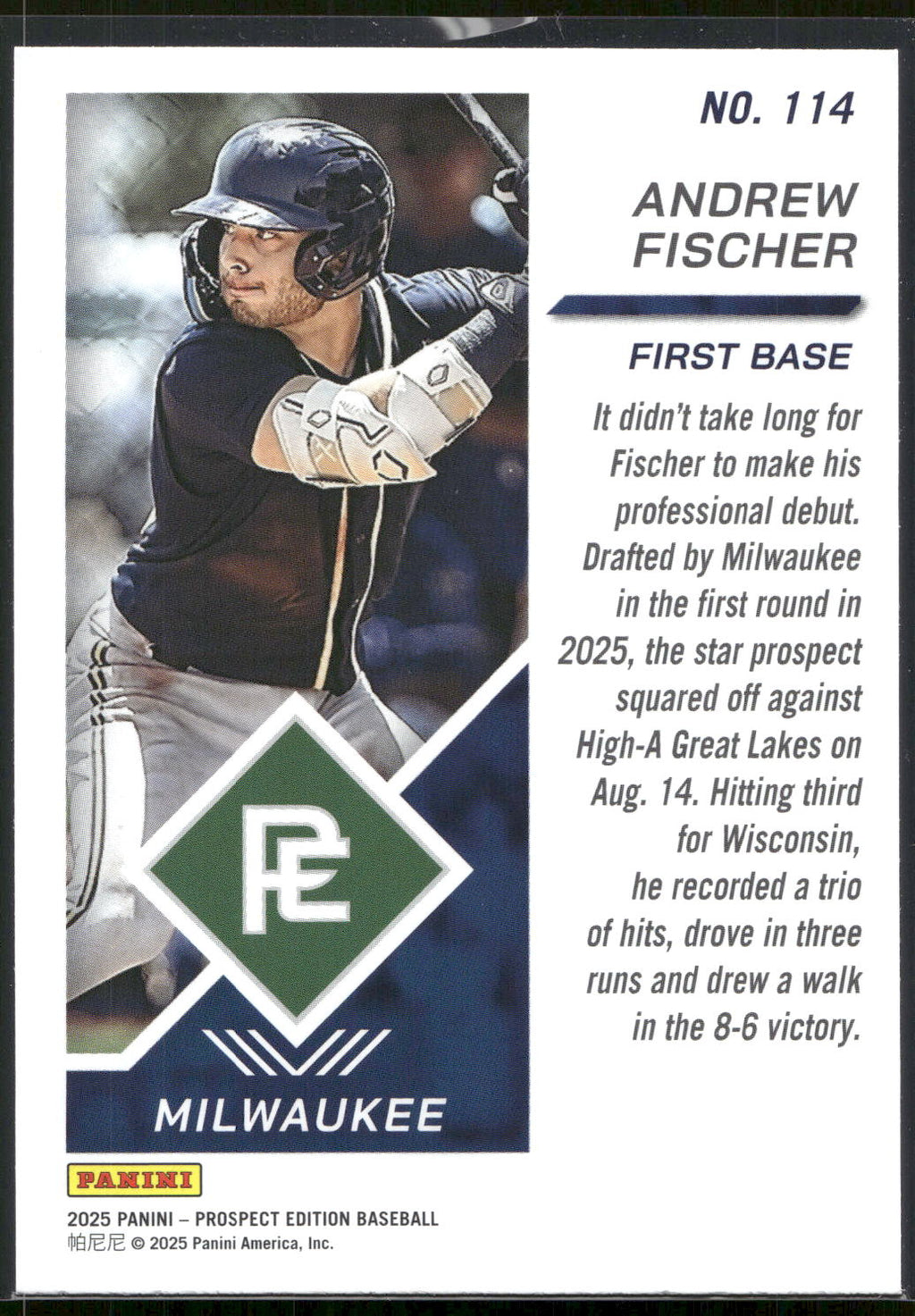2025 Panini Prospect Edition #114 Andrew Fischer
