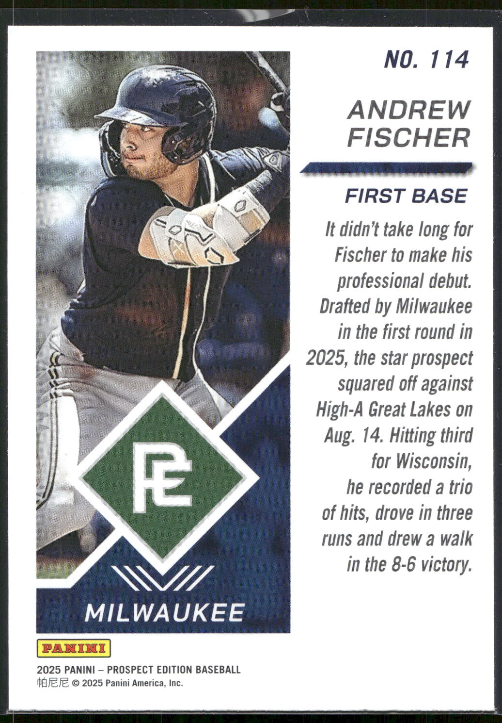 2025 Panini Prospect Edition #114 Andrew Fischer