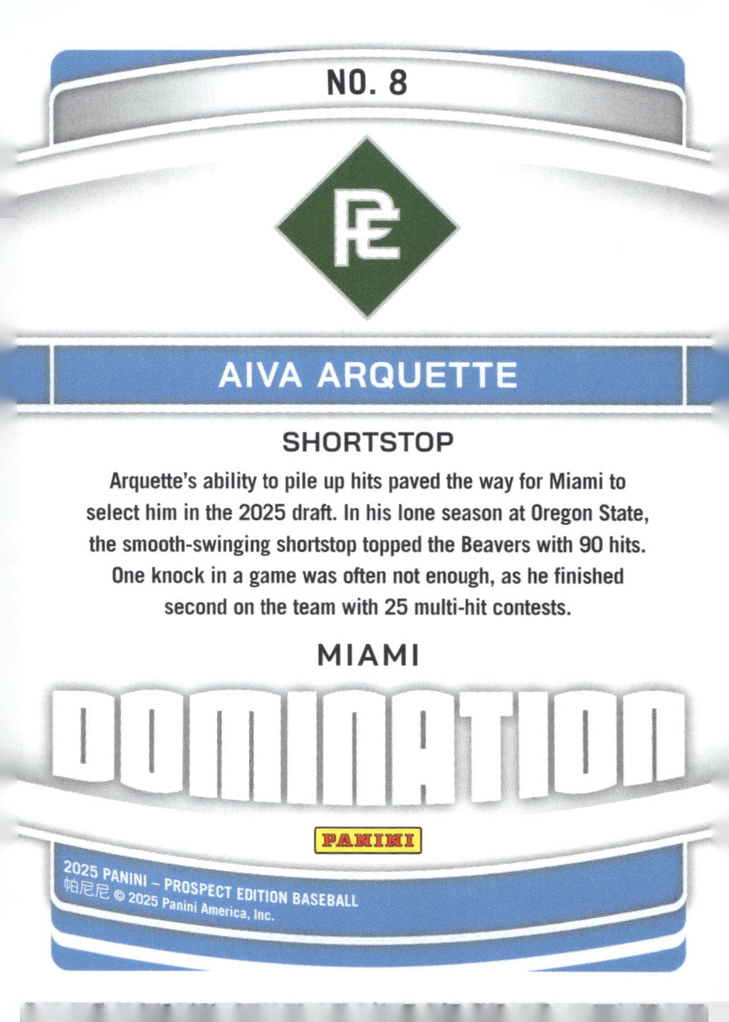 2025 Panini Prospect Edition #8 Aiva Arquette Domination