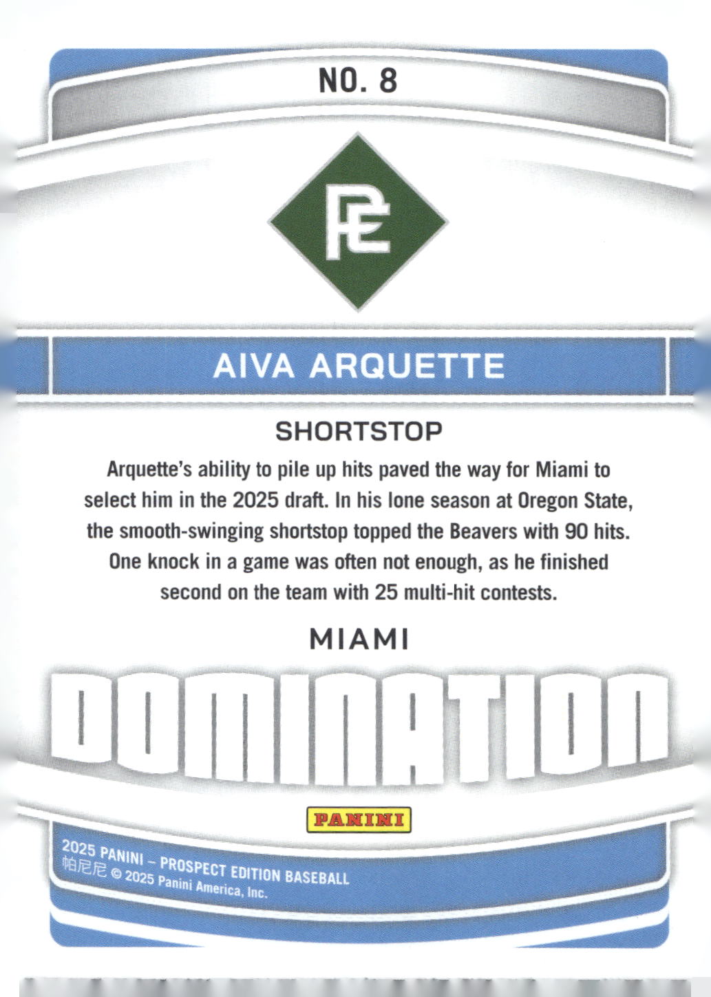 2025 Panini Prospect Edition #8 Aiva Arquette Domination