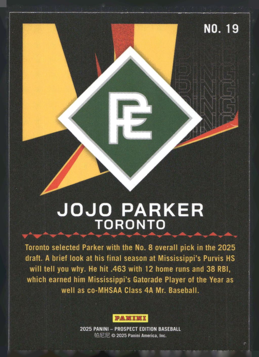 2025 Panini Prospect Edition #19 JoJo Parker Ping! - Green