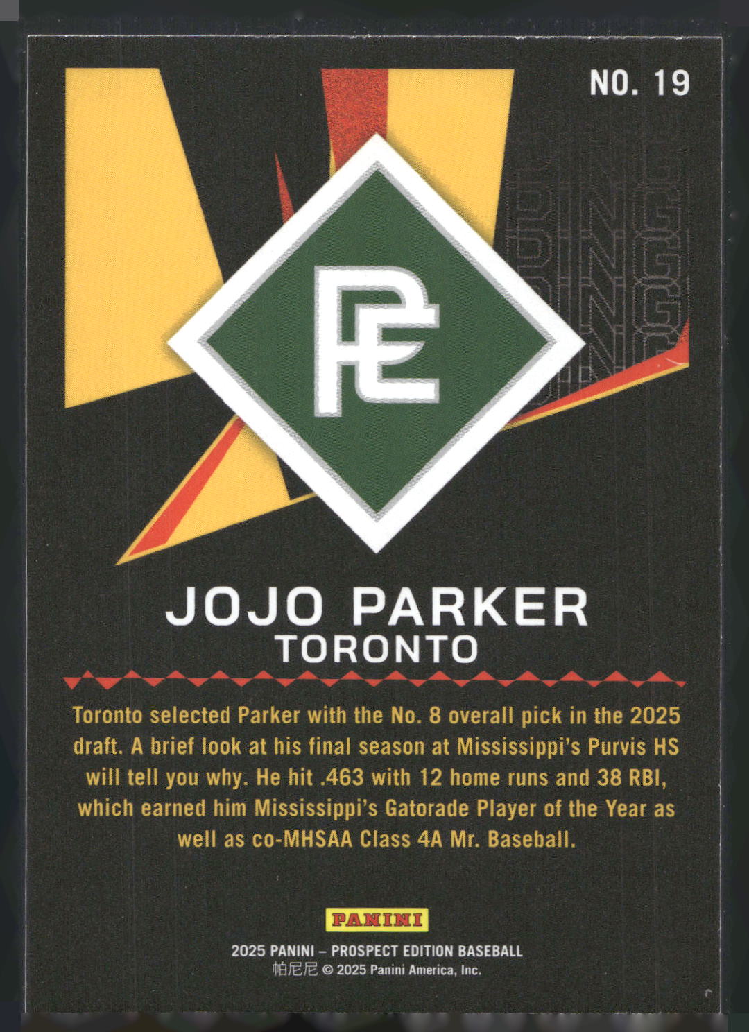 2025 Panini Prospect Edition #19 JoJo Parker Ping! - Green
