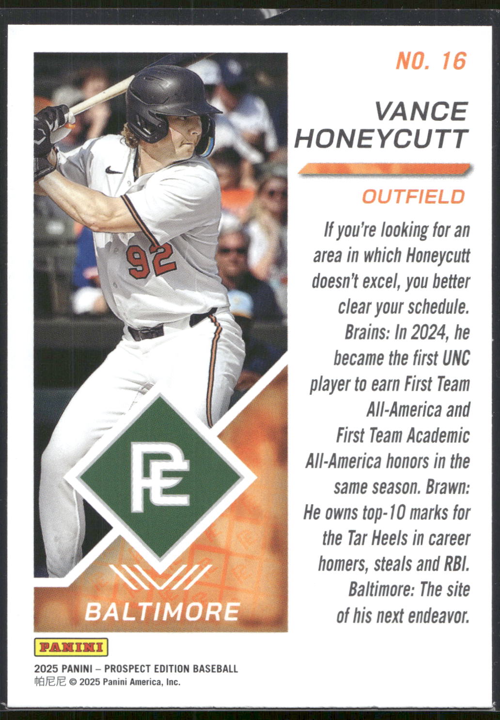 2025 Panini Prospect Edition #16 Vance Honeycutt