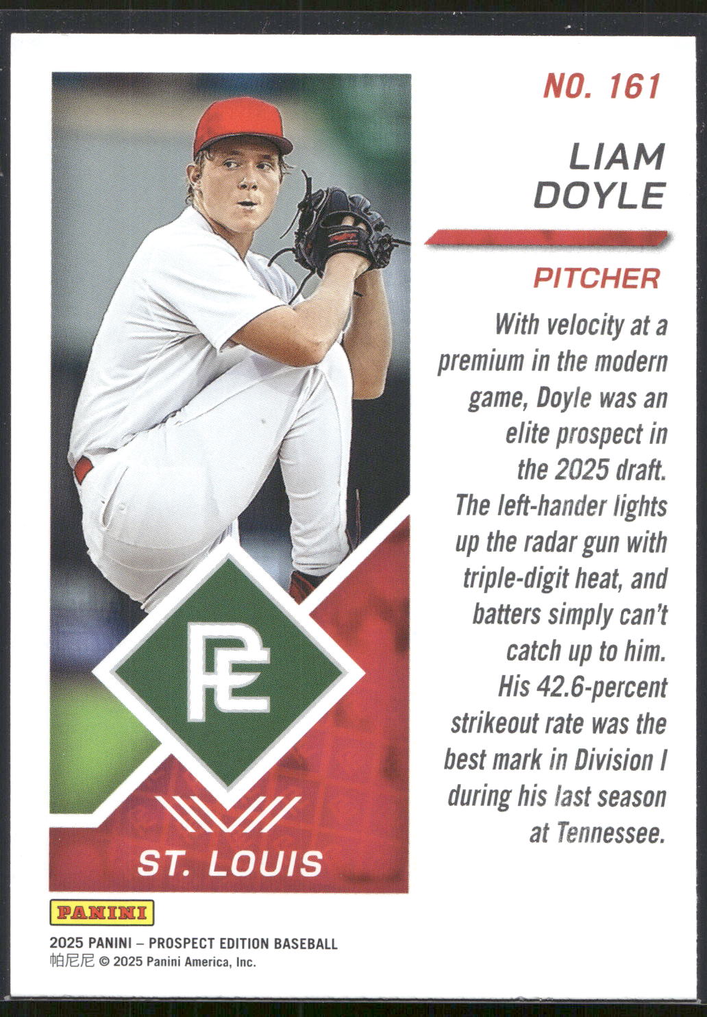 2025 Panini Prospect Edition #161 Liam Doyle Green