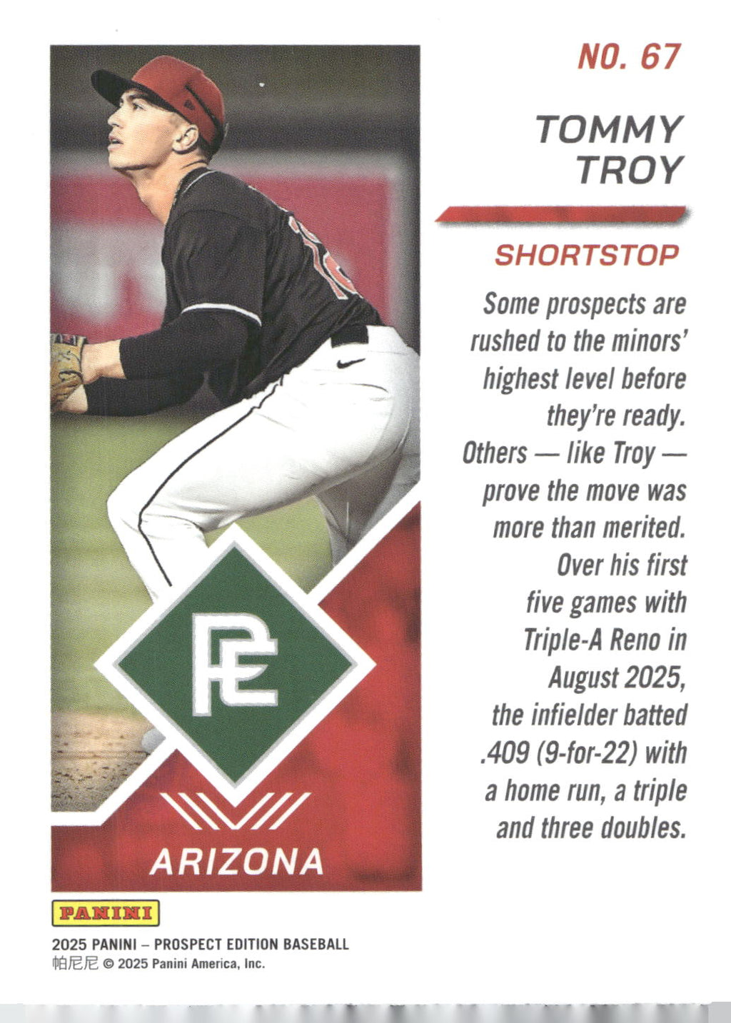 2025 Panini Prospect Edition #67 Tommy Troy