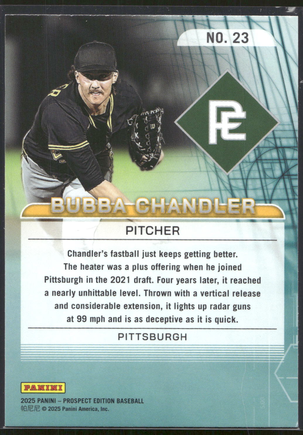 2025 Panini Prospect Edition #23 Bubba Chandler 20-80 Scale
