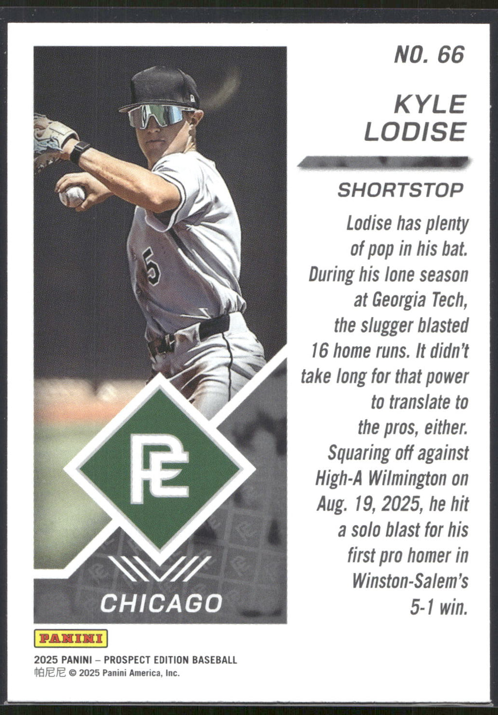 2025 Panini Prospect Edition #66 Kyle Lodise
