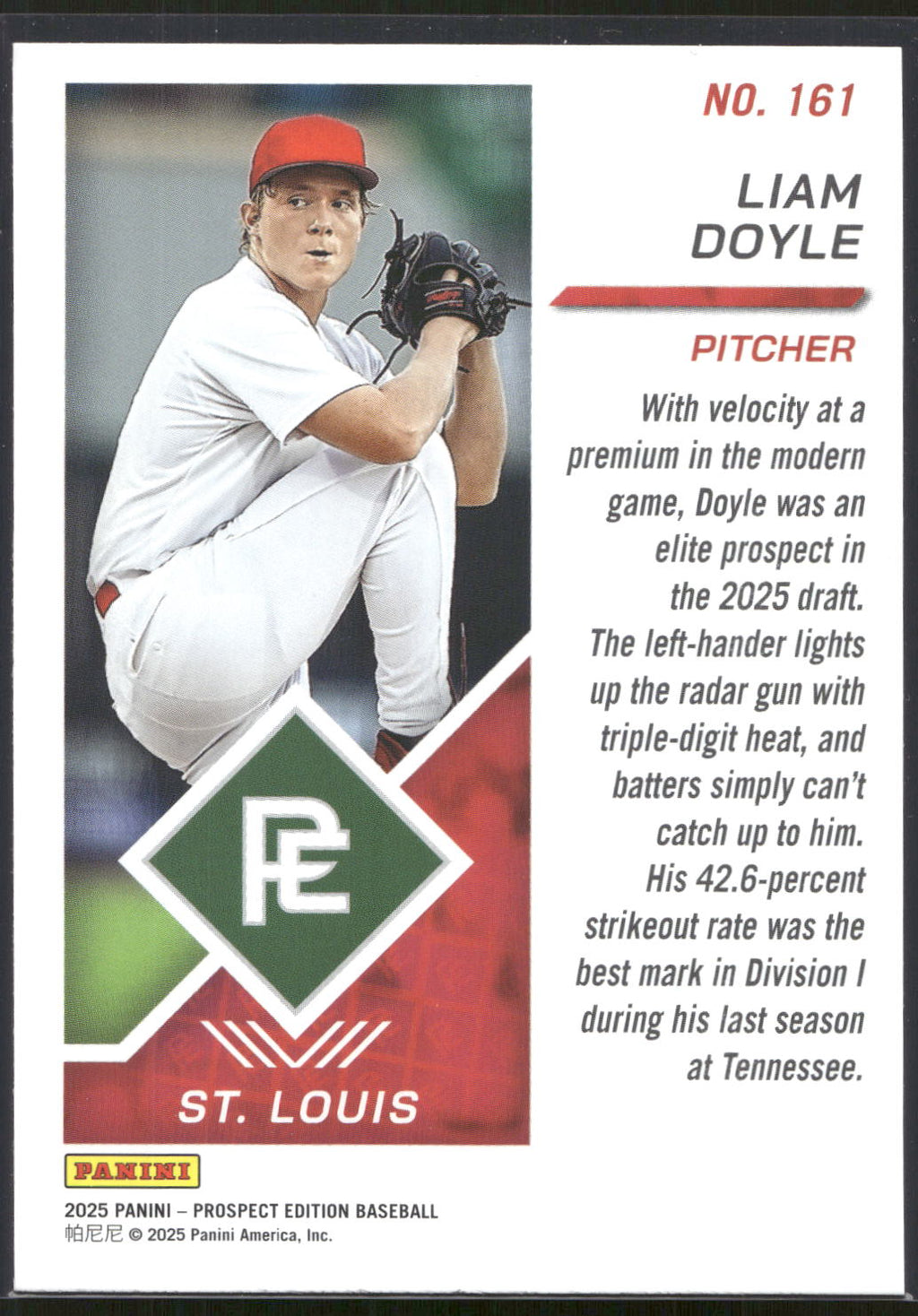 2025 Panini Prospect Edition #161 Liam Doyle