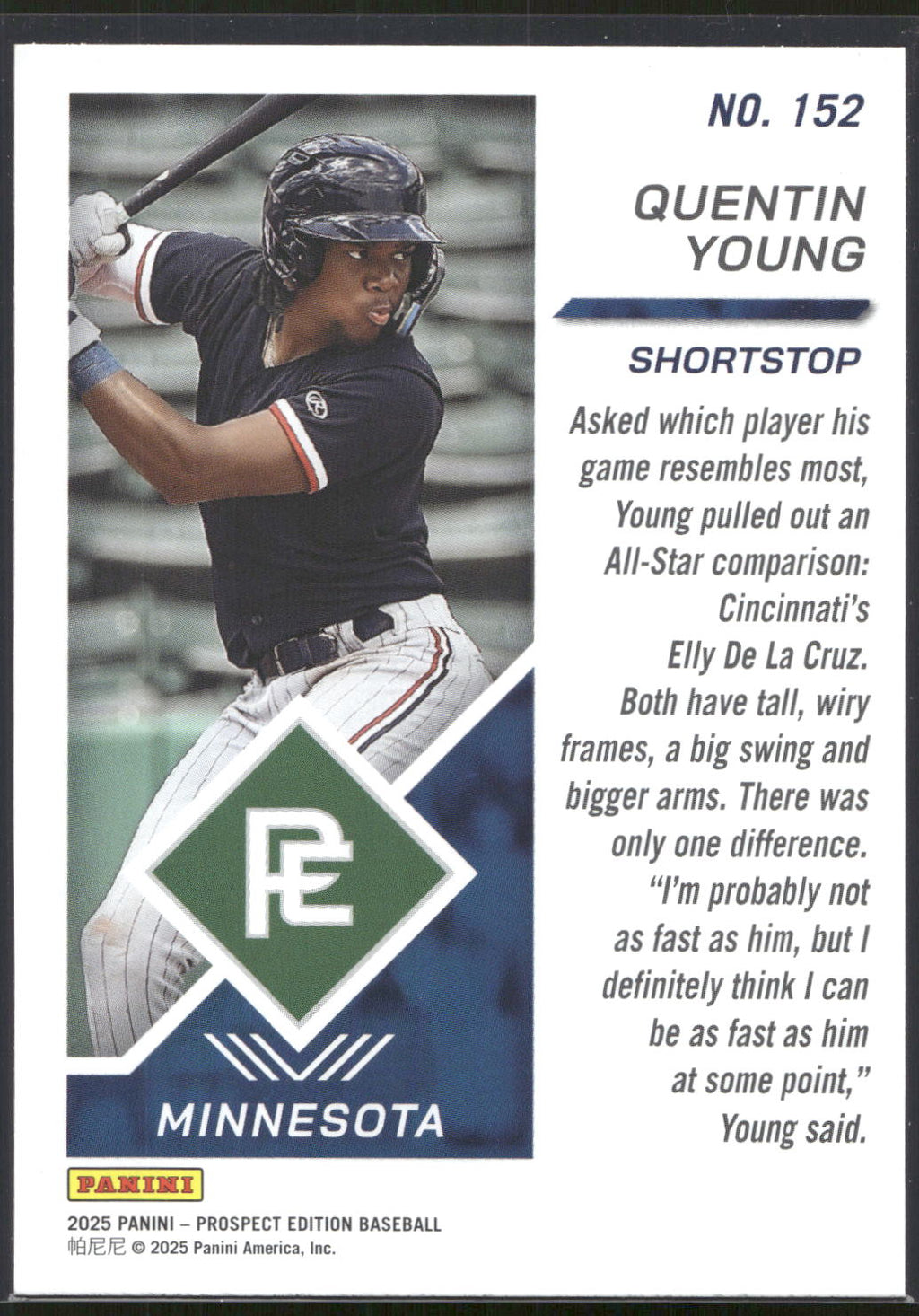 2025 Panini Prospect Edition #152 Quentin Young Green