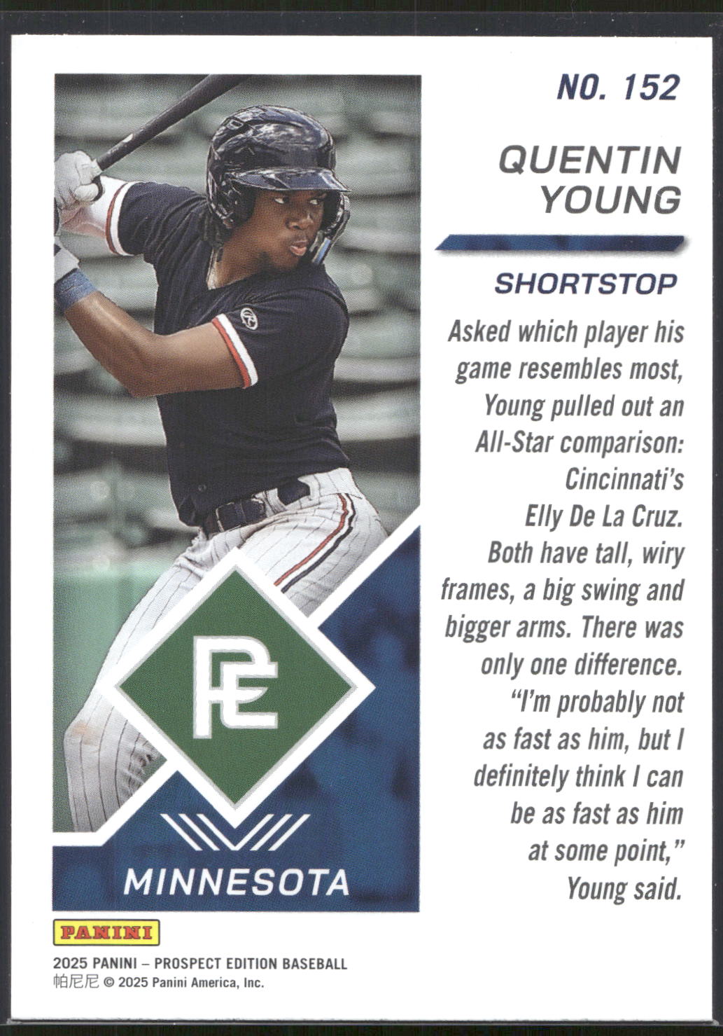 2025 Panini Prospect Edition #152 Quentin Young Green