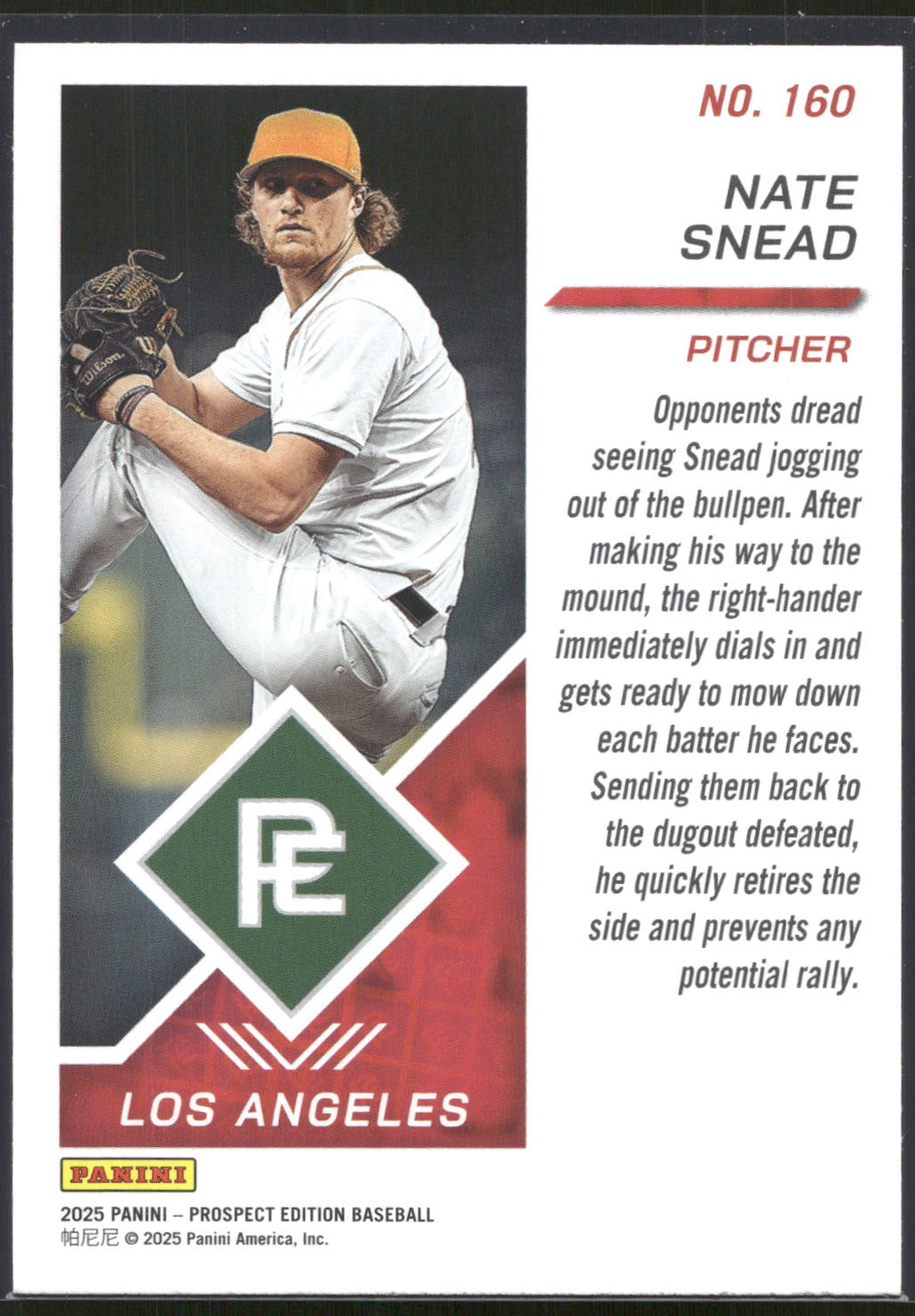 2025 Panini Prospect Edition #160 Nate Snead