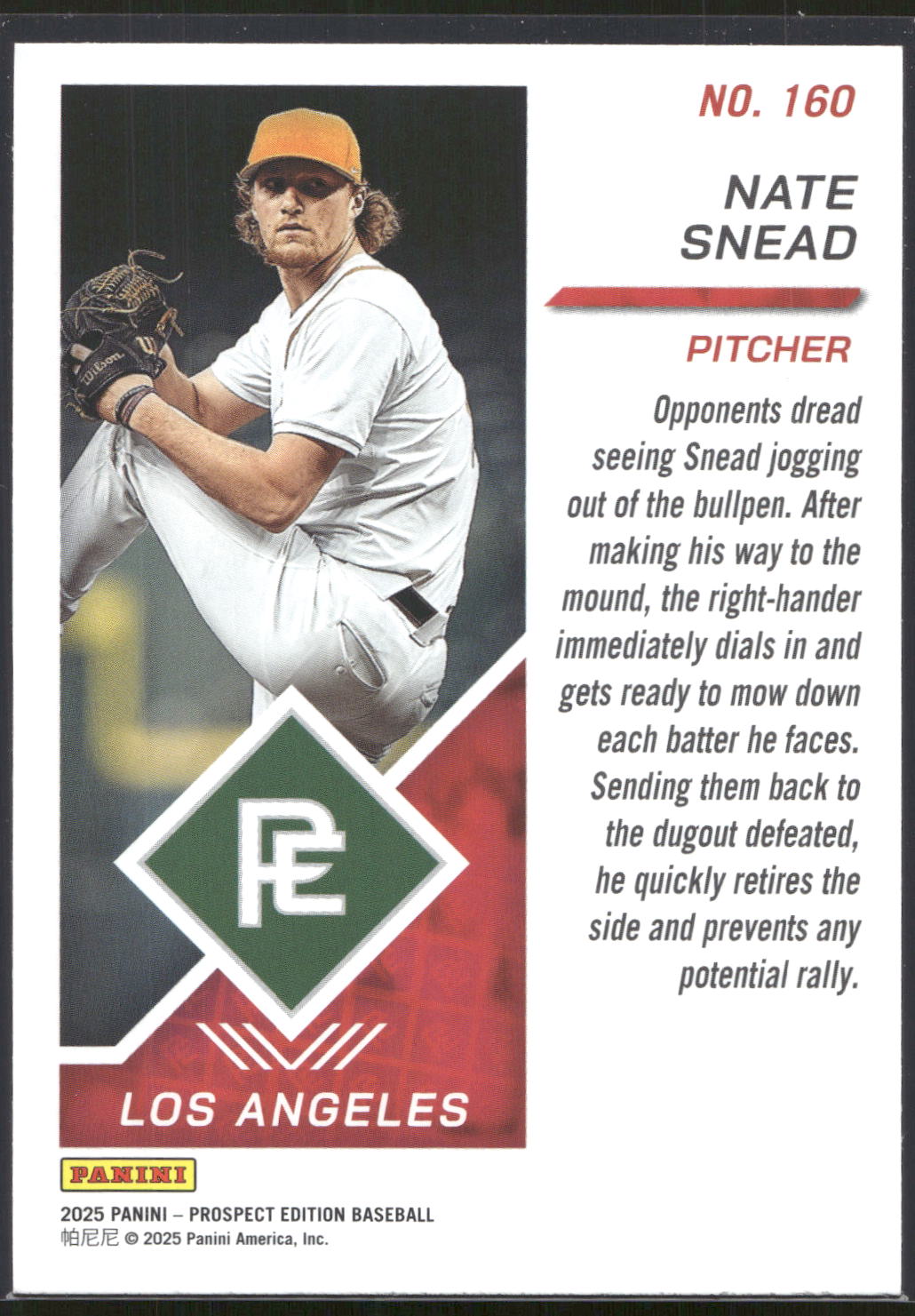 2025 Panini Prospect Edition #160 Nate Snead