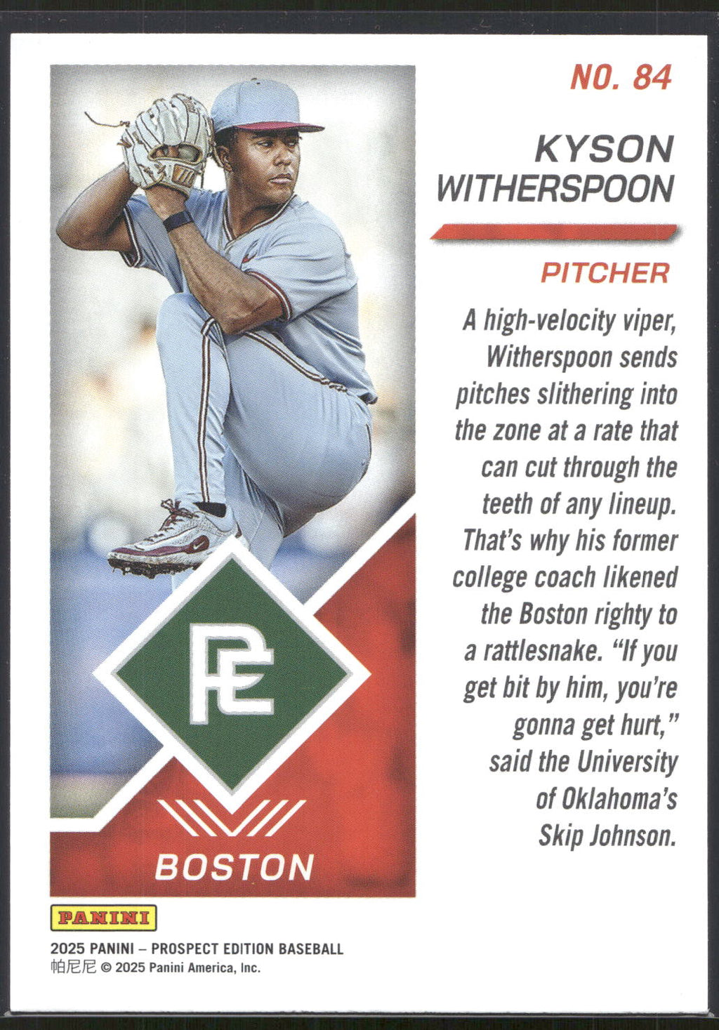 2025 Panini Prospect Edition #84 Kyson Witherspoon Green