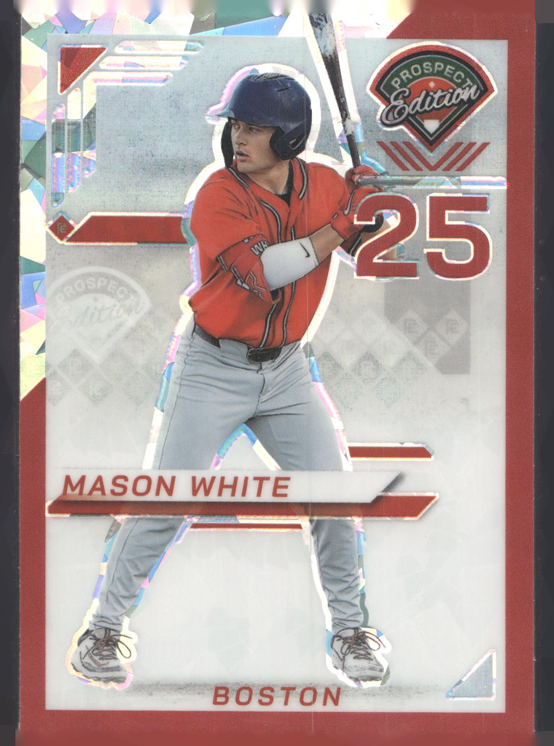 2025 Panini Prospect Edition #60 Mason White Holo Prospect Ticket - Red Ice