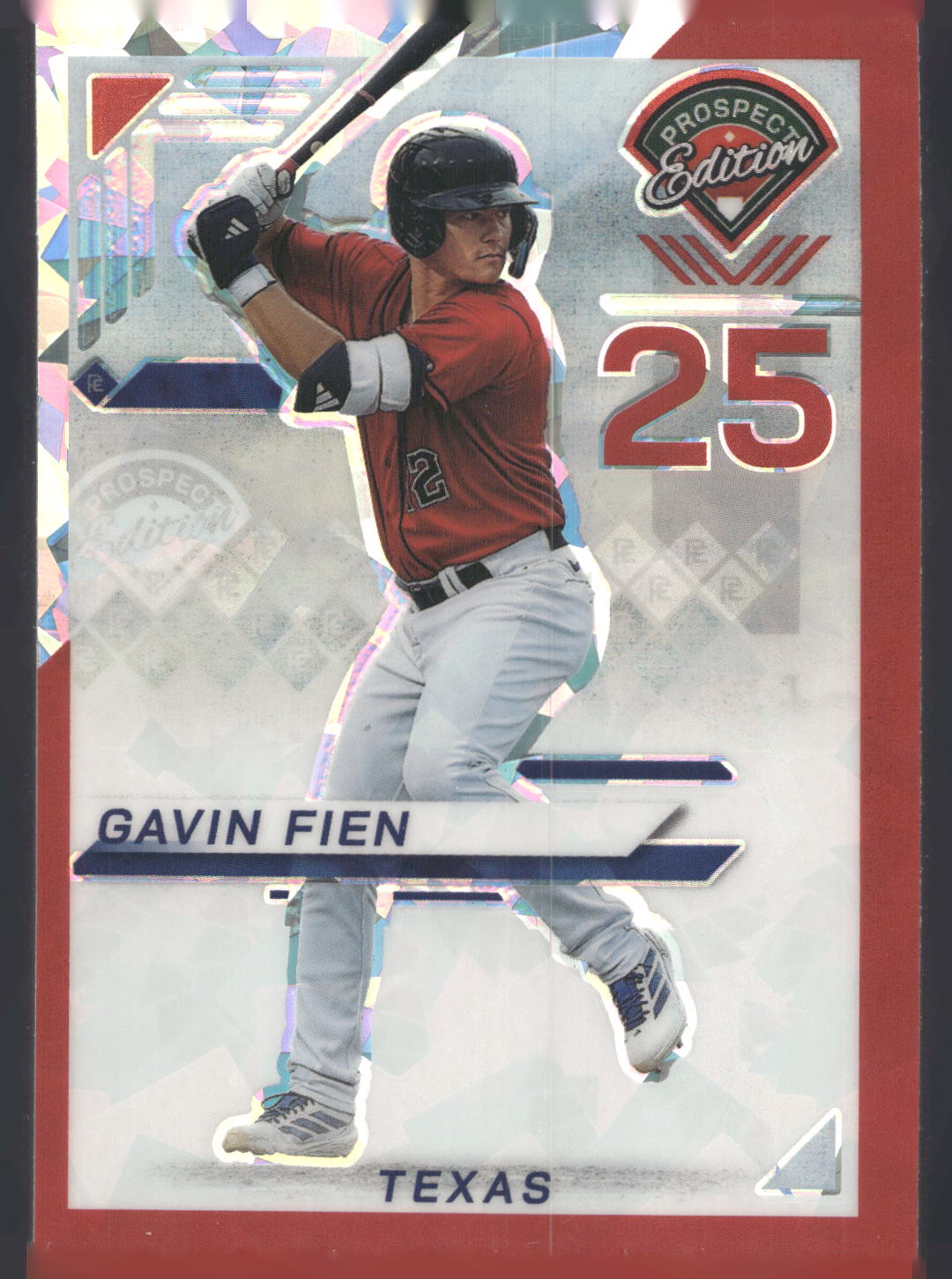2025 Panini Prospect Edition #134 Gavin Fien Holo Prospect Ticket - Red Ice