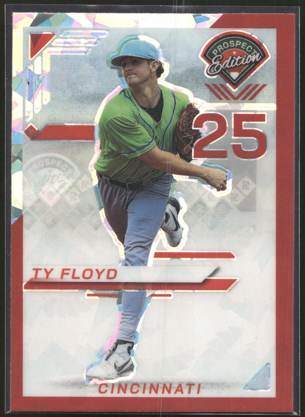 2025 Panini Prospect Edition #111 Ty Floyd Holo Prospect Ticket - Red Ice