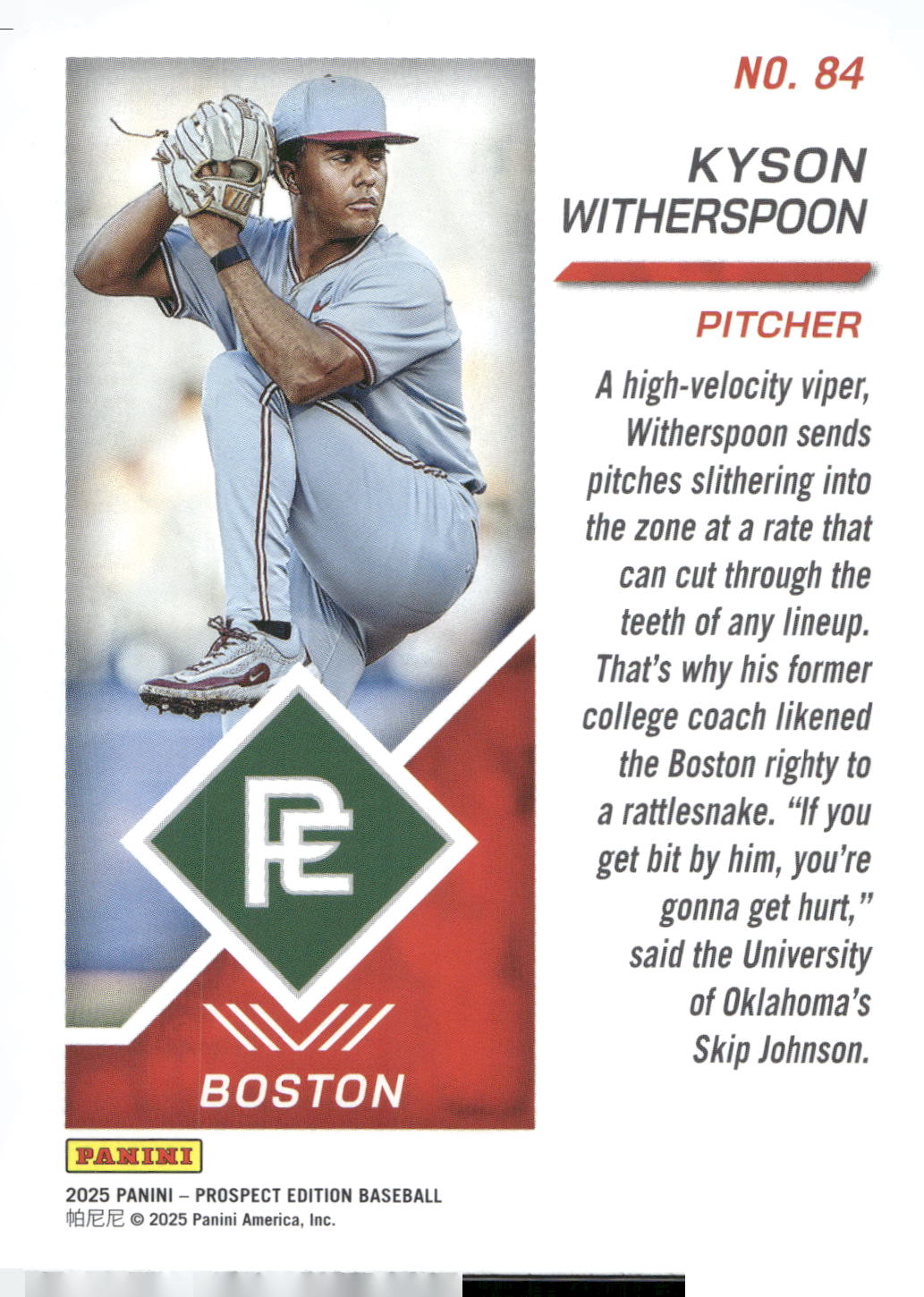 2025 Panini Prospect Edition #84 Kyson Witherspoon