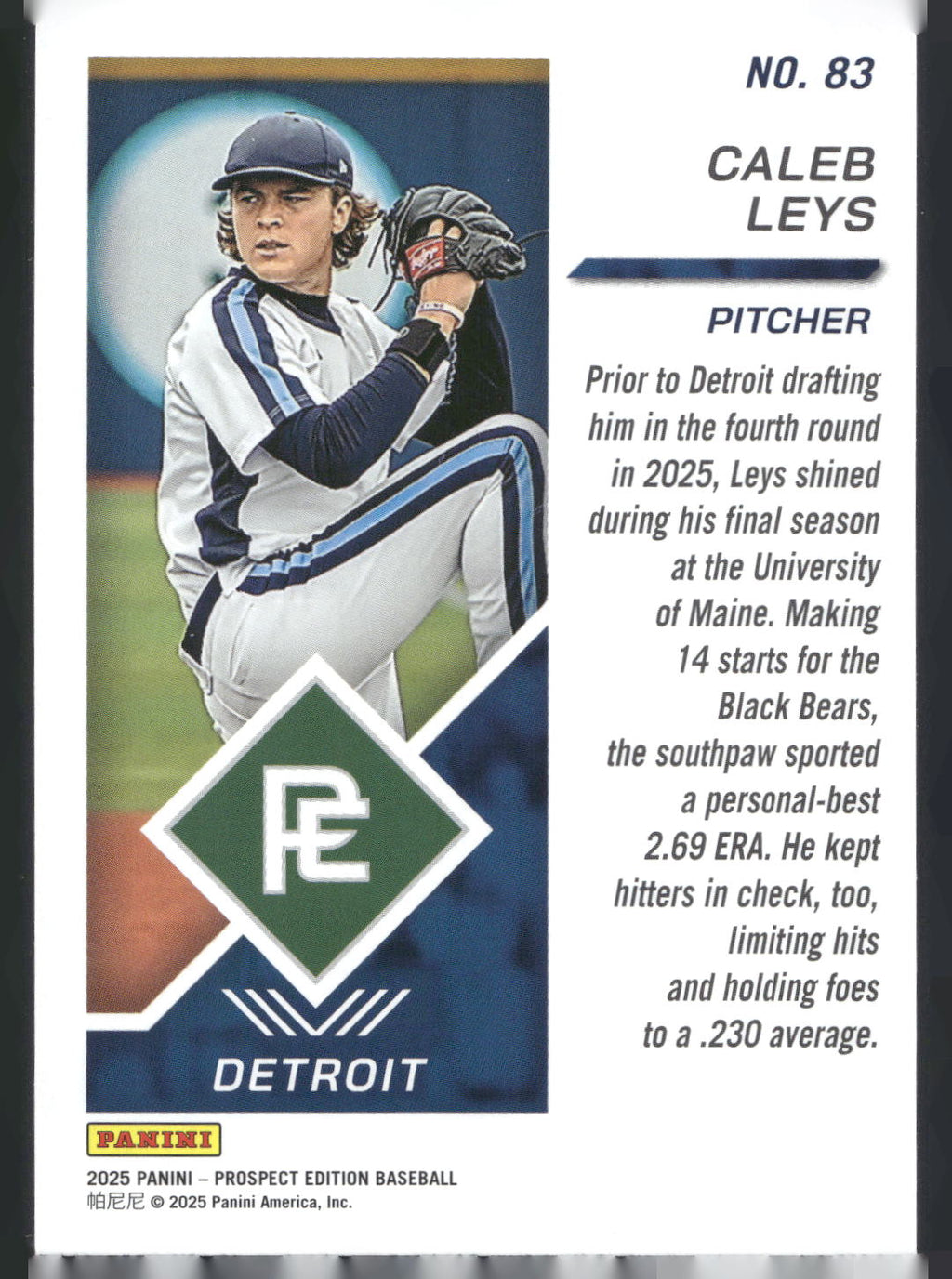 2025 Panini Prospect Edition #83 Caleb Leys