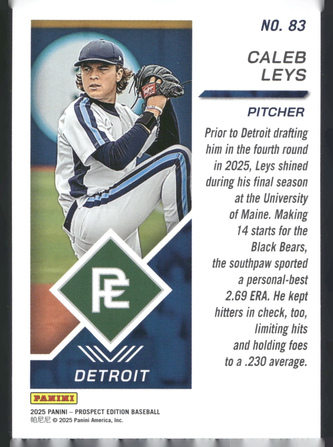 2025 Panini Prospect Edition #83 Caleb Leys