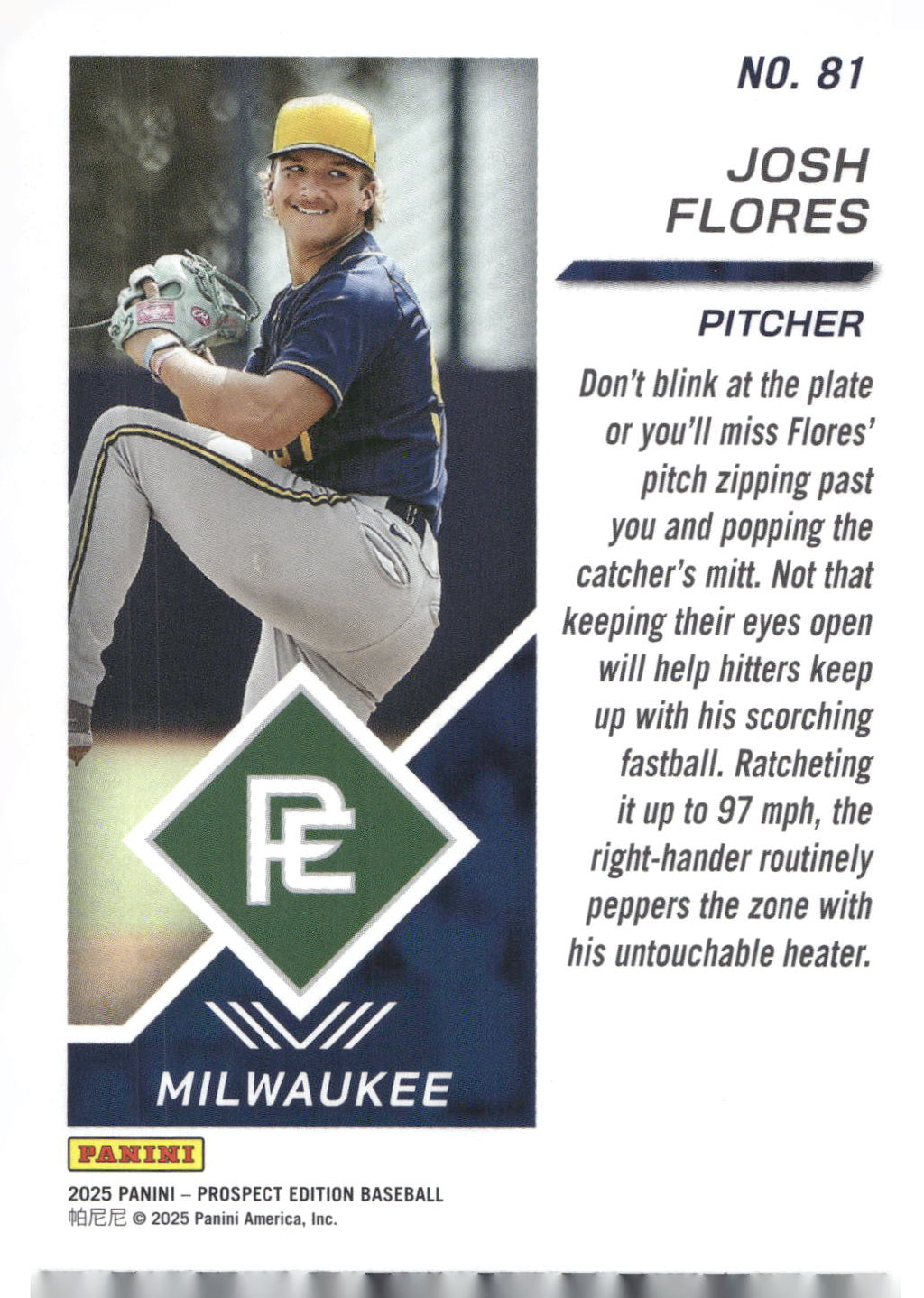 2025 Panini Prospect Edition #81 Josh Flores