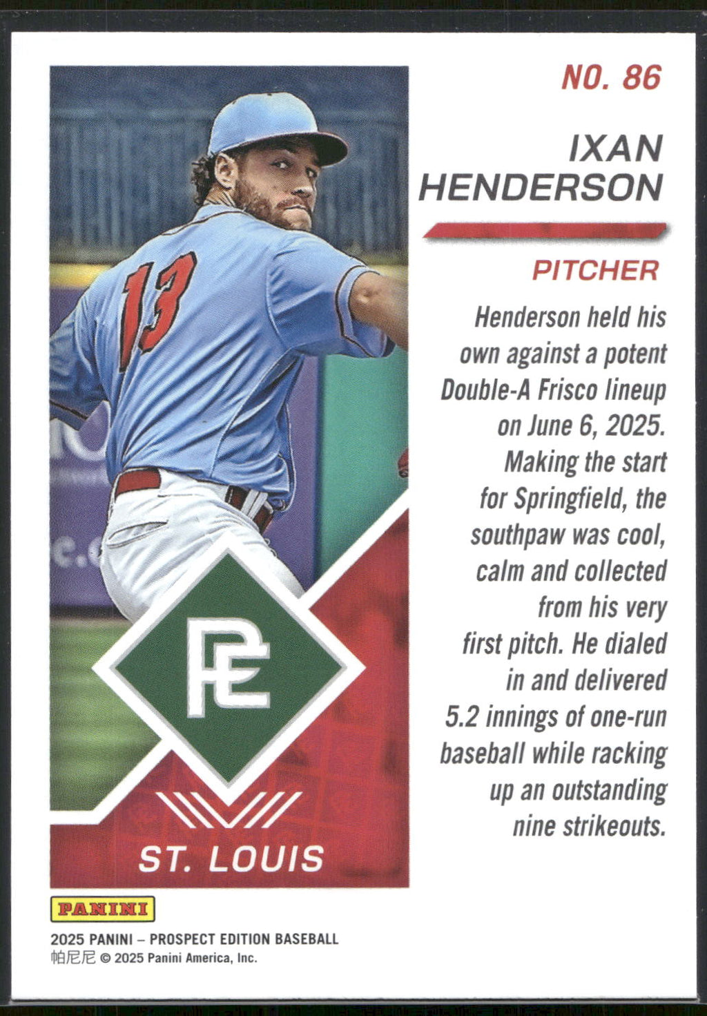 2025 Panini Prospect Edition #86 Ixan Henderson