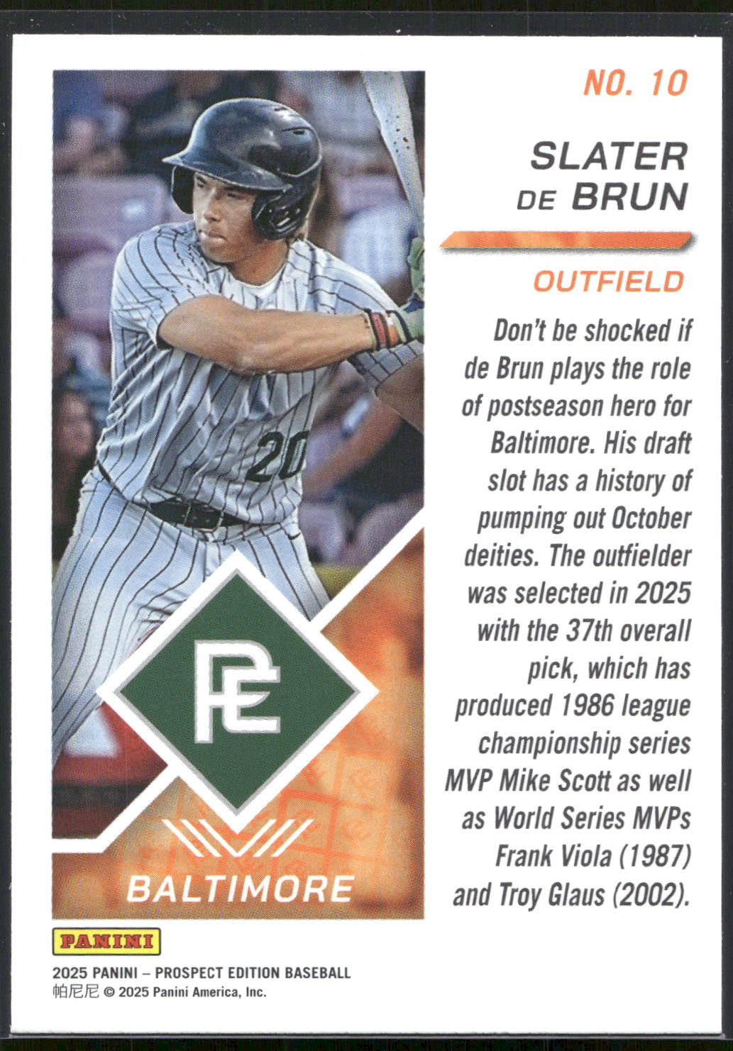 2025 Panini Prospect Edition #10 Slater De Brun