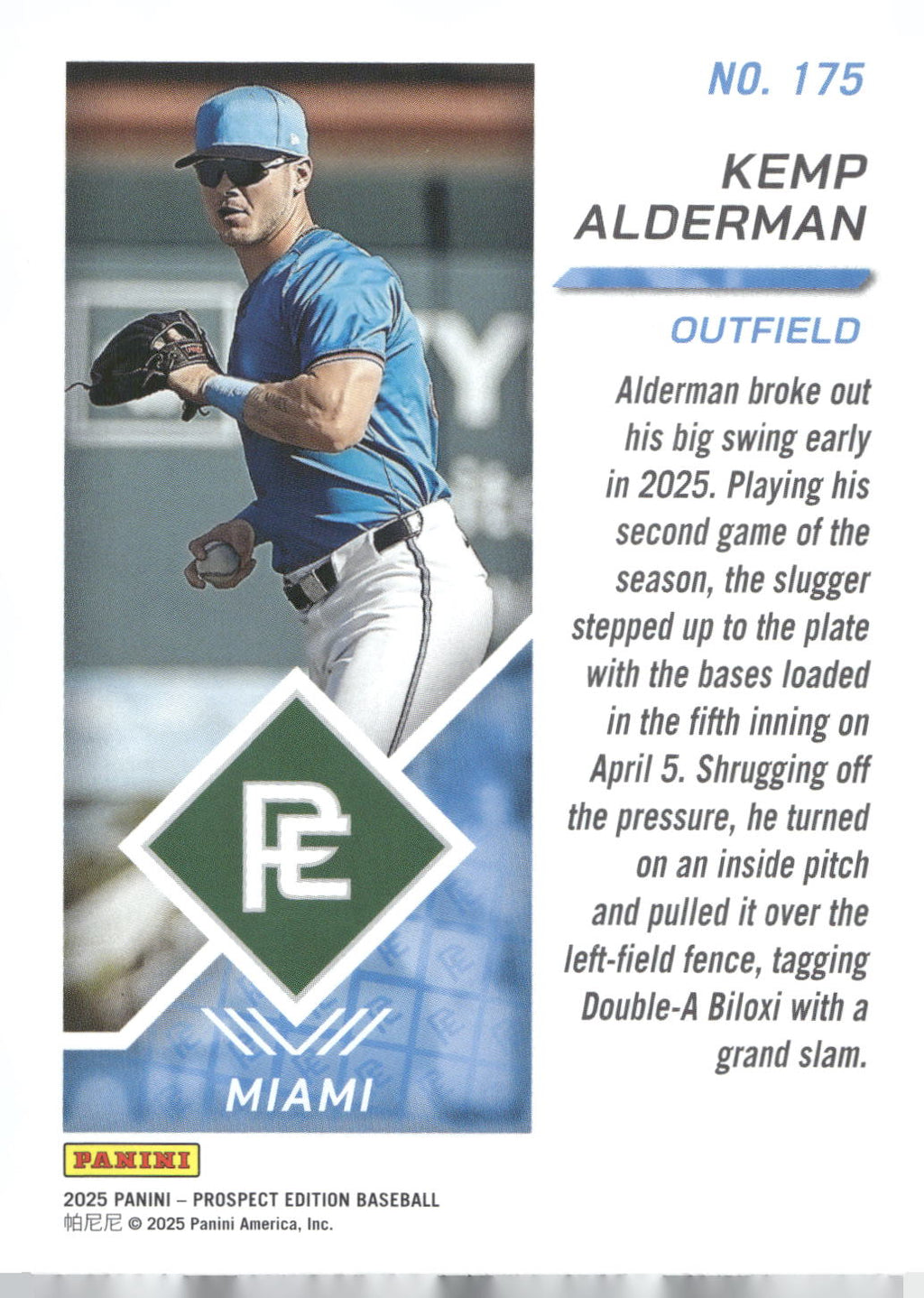 2025 Panini Prospect Edition #175 Kemp Alderman Green