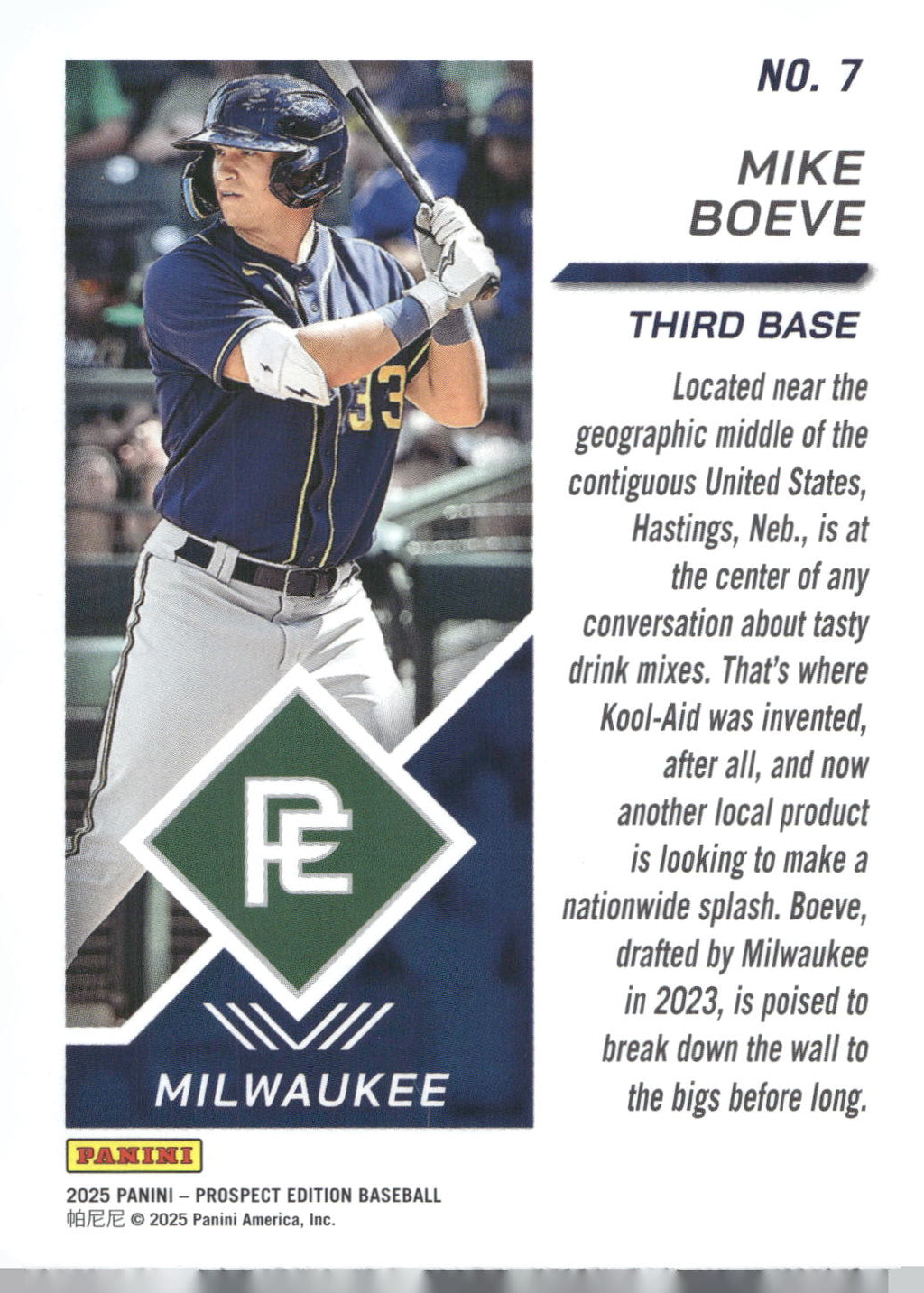 2025 Panini Prospect Edition #7 Mike Boeve