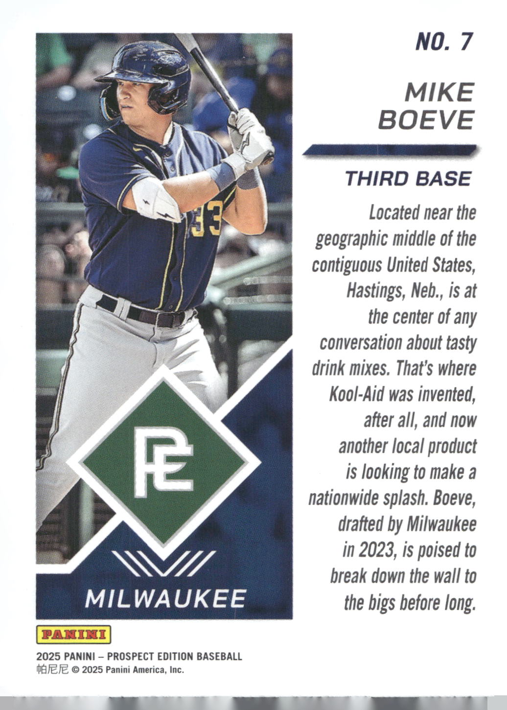 2025 Panini Prospect Edition #7 Mike Boeve