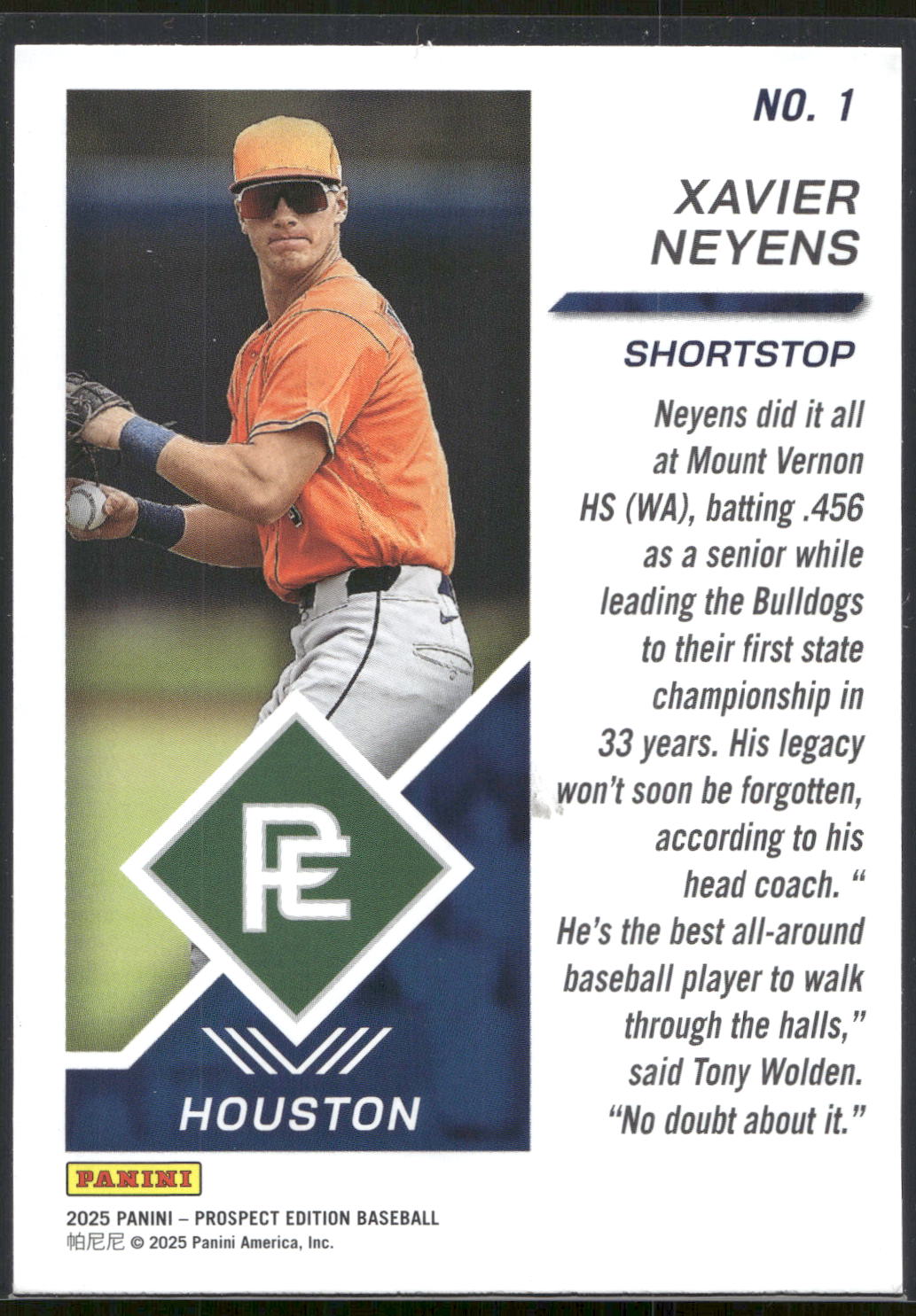 2025 Panini Prospect Edition #1 Xavier Neyens Green