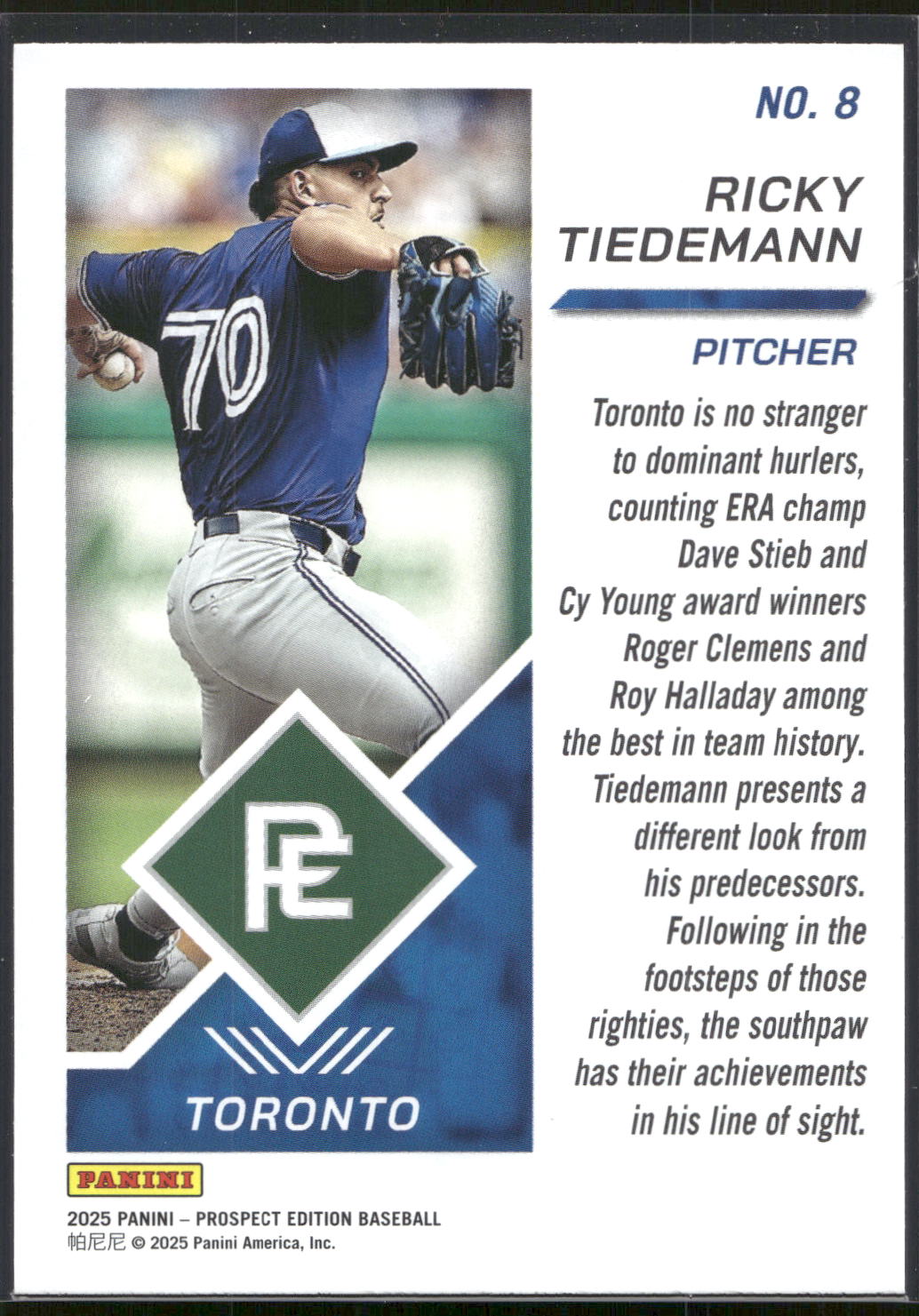 2025 Panini Prospect Edition #8 Ricky Tiedemann