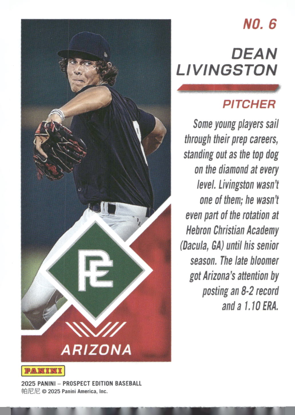 2025 Panini Prospect Edition #6 Dean Livingston