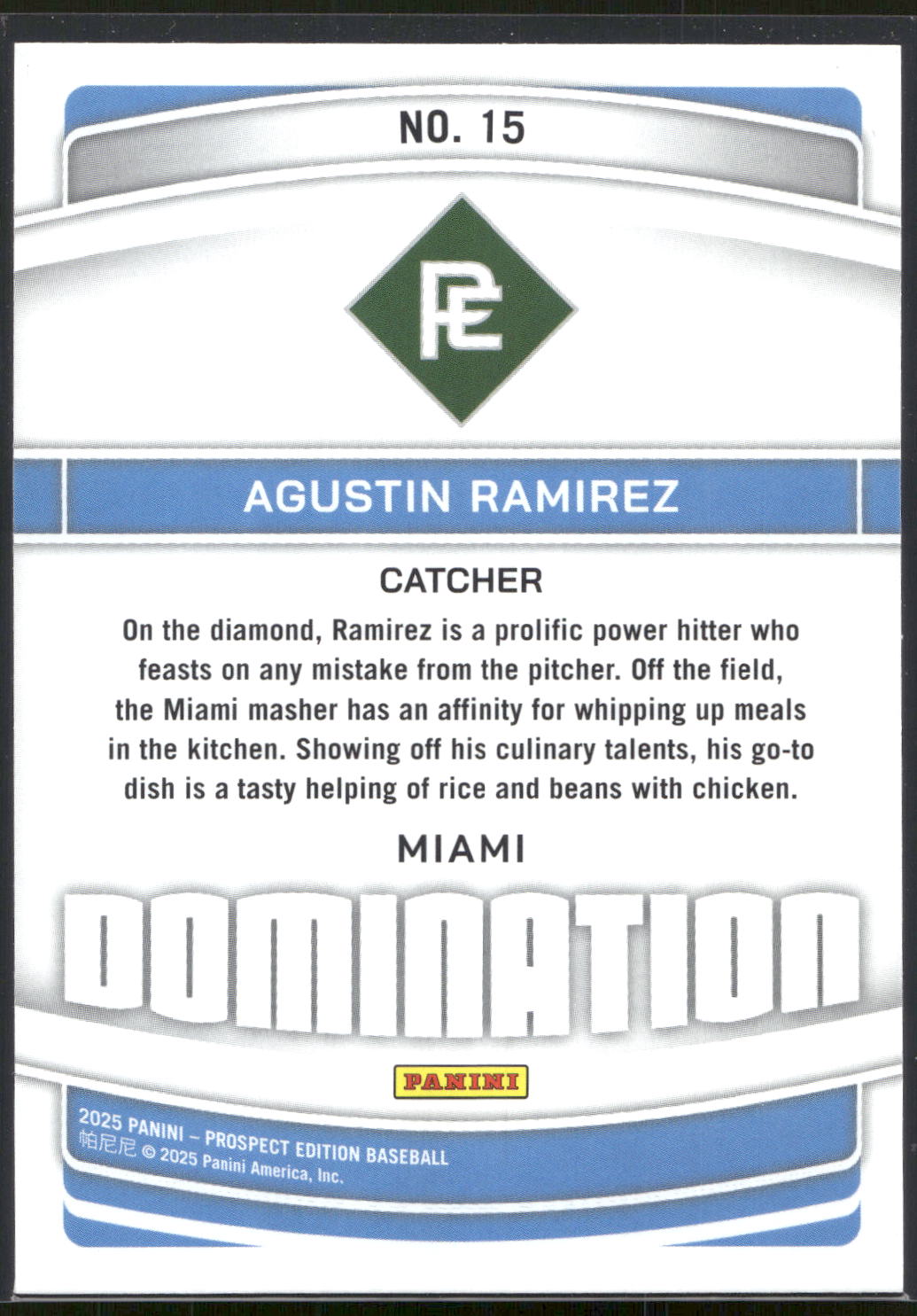 2025 Panini Prospect Edition #15 Agustin Ramirez Domination