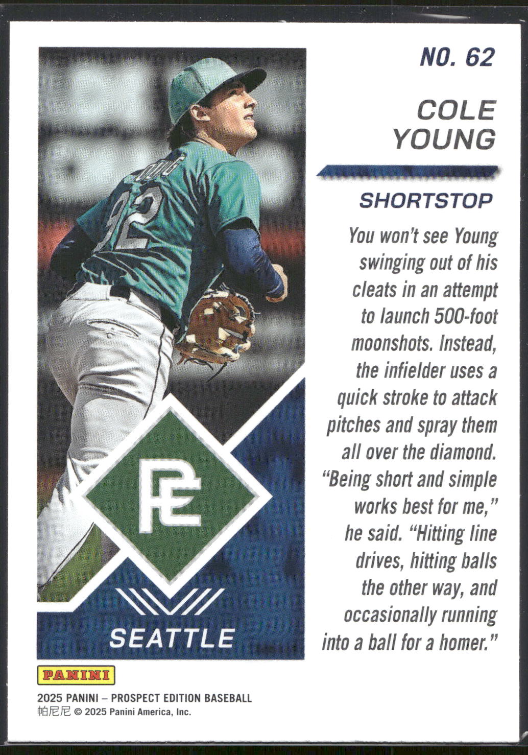 2025 Panini Prospect Edition #62 Cole Young