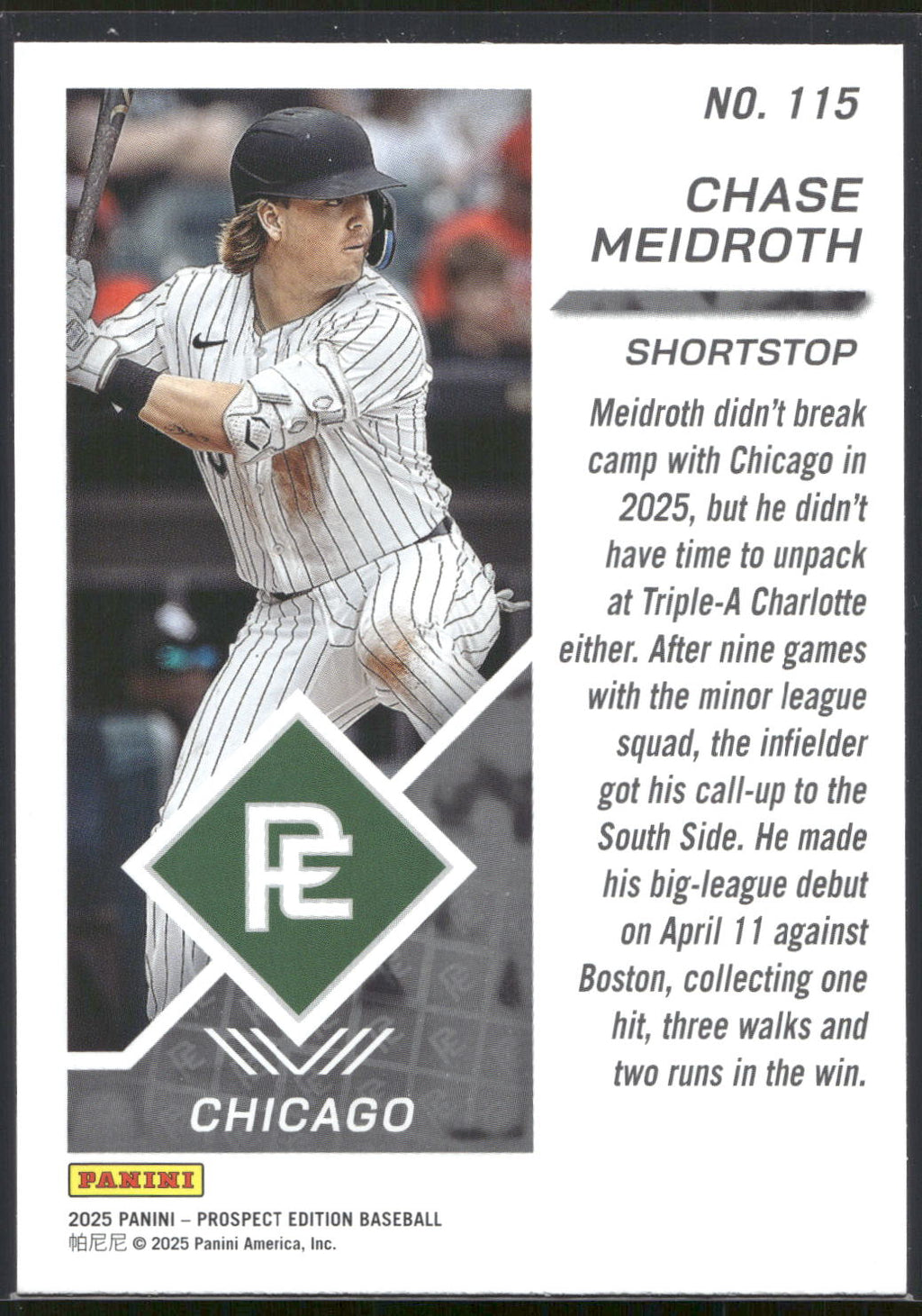 2025 Panini Prospect Edition #115 Chase Meidroth