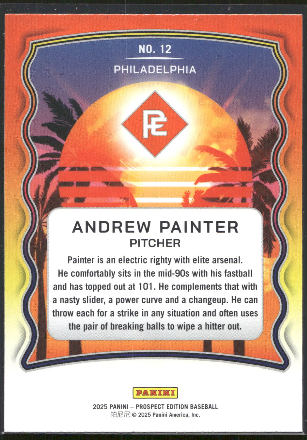 2025 Panini Prospect Edition #12 Andrew Painter Prepping for the Pros